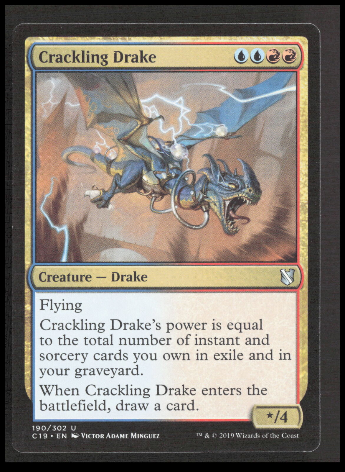 MTG Crackling Drake 190 Uncommon Commander 2019 Card CB-1-3-A-57