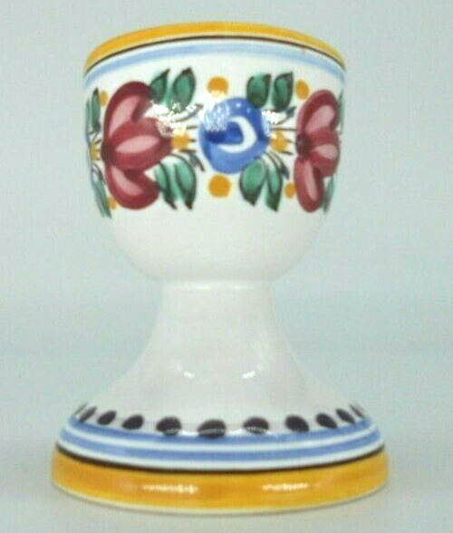 Vtg Modra Egg Cup Slovak Hand-made, Signed by Artist, Floral  numbered 251