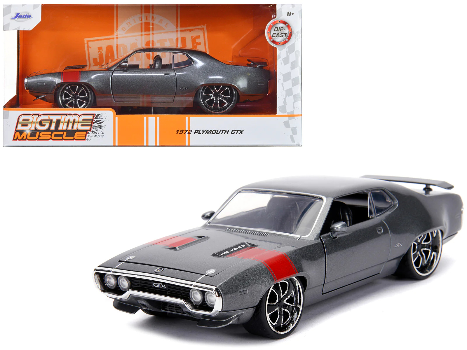 1972 Plymouth GTX 440 Metallic with Stripe Bigtime Muscle 1/24 Diecast Model Car