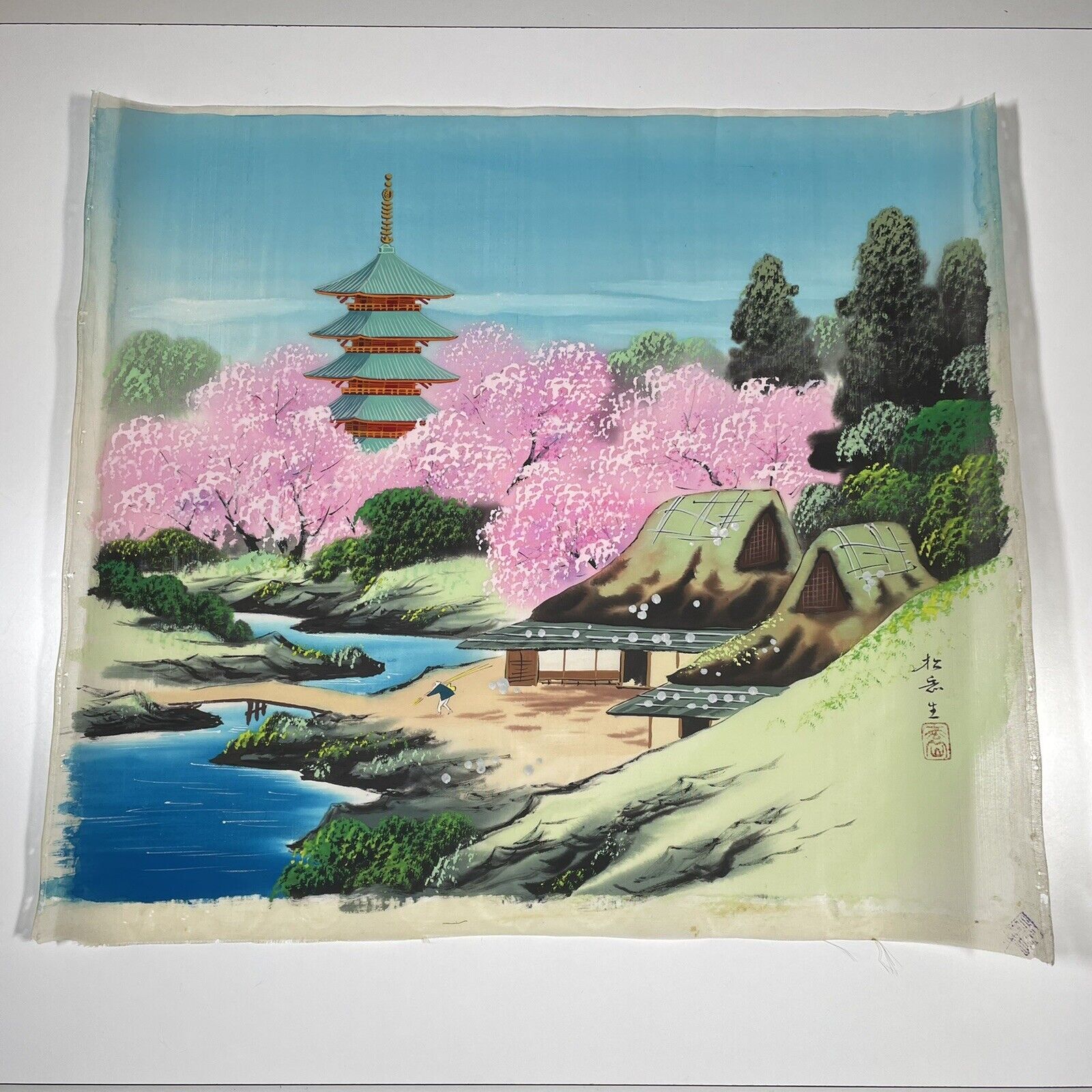 Japanese Painting On Silk Landscape Approx 17\