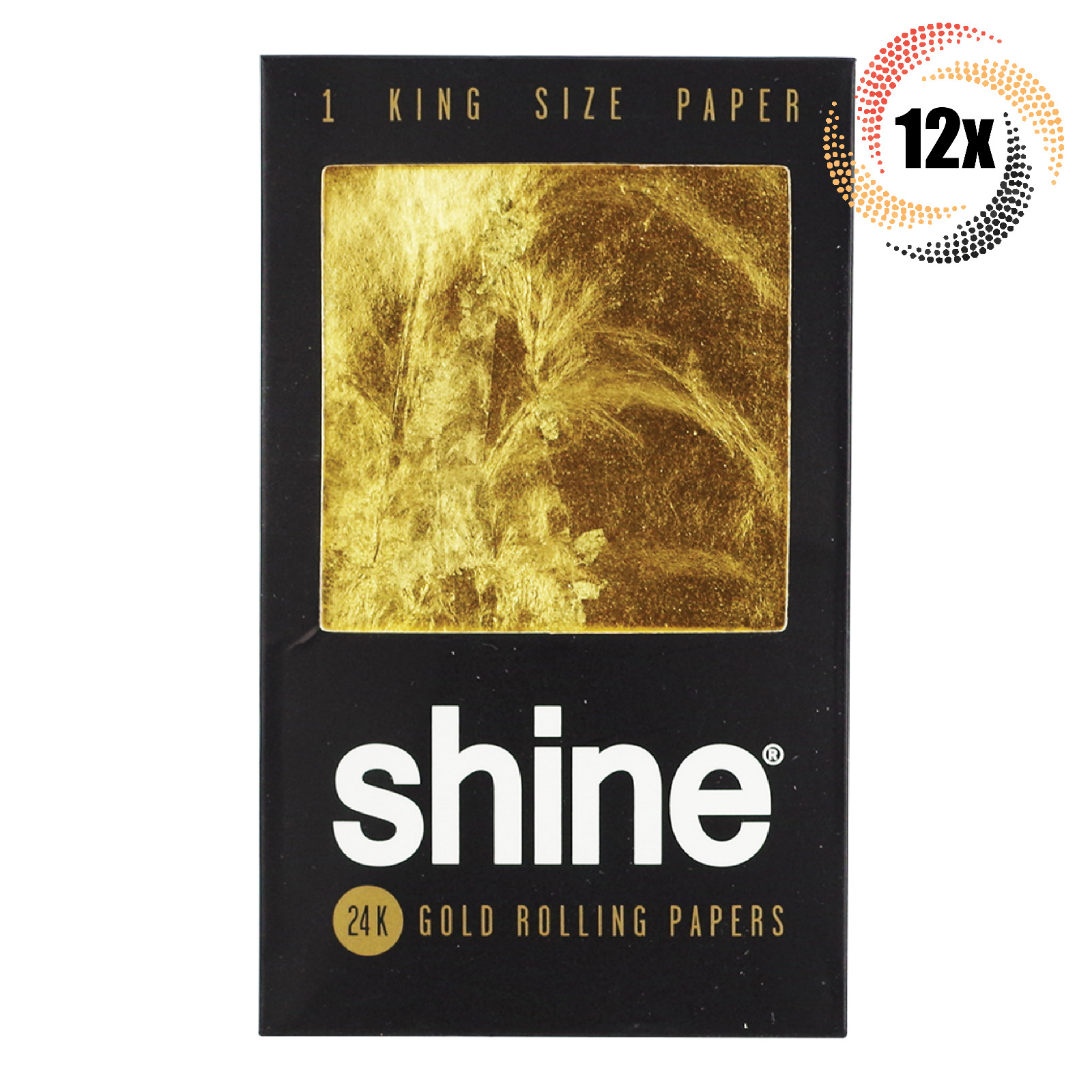 12x Packs Shine 24k Gold Rolling Papers King | 1 Paper Per Pack | + 2 Free Tubes
