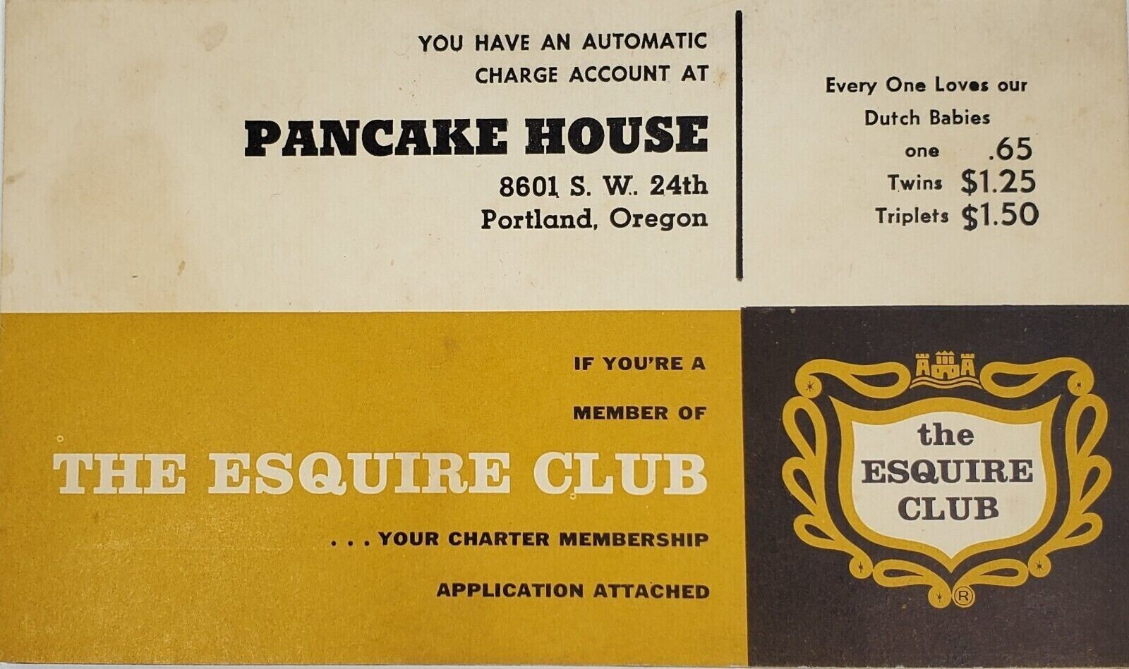 c1950\'s The Esquire Club Credit Card Charter Membership Application Table Topper