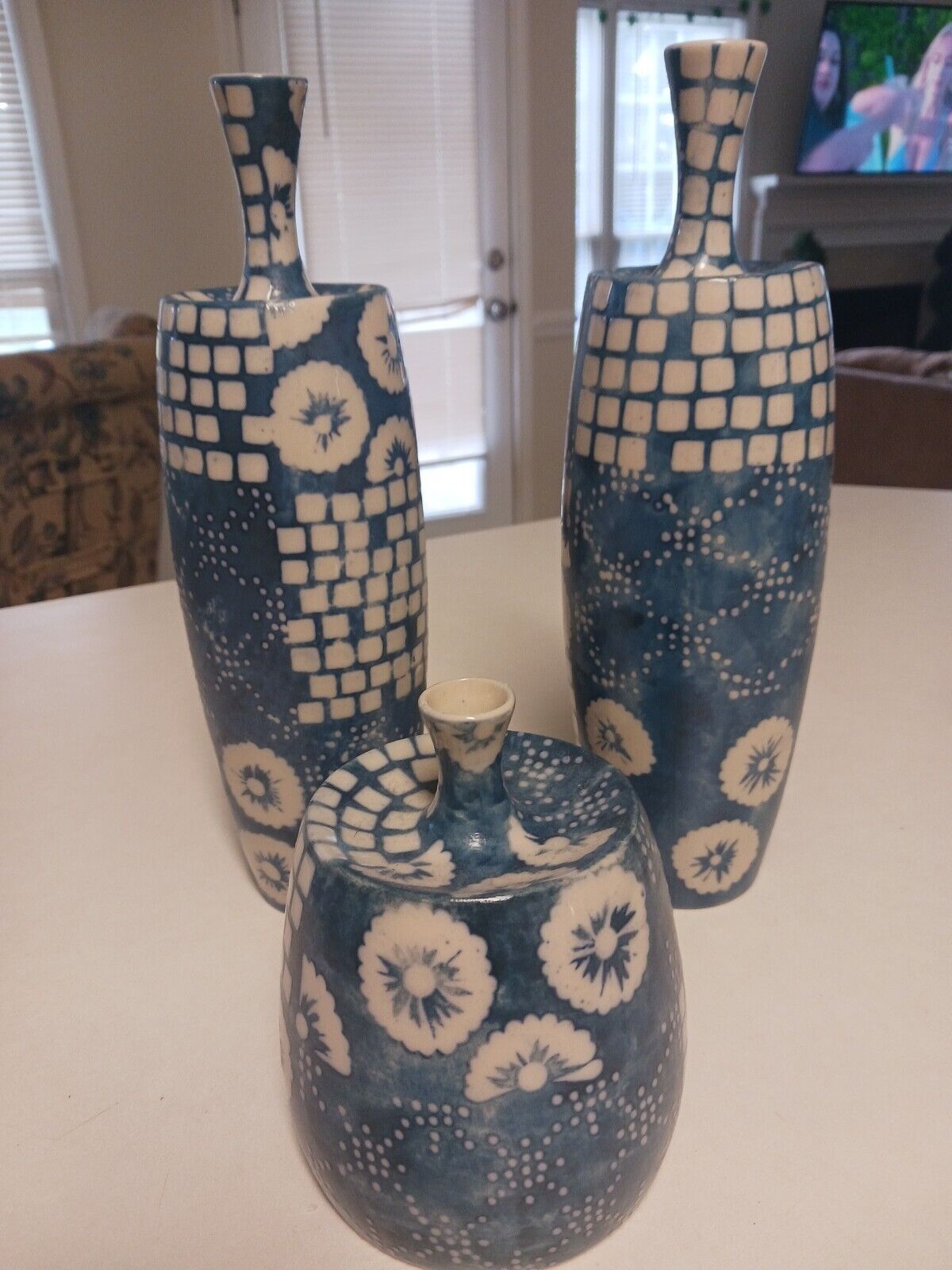 JAMIE YOUNG BLUE AND WHITE BLOCK VASES