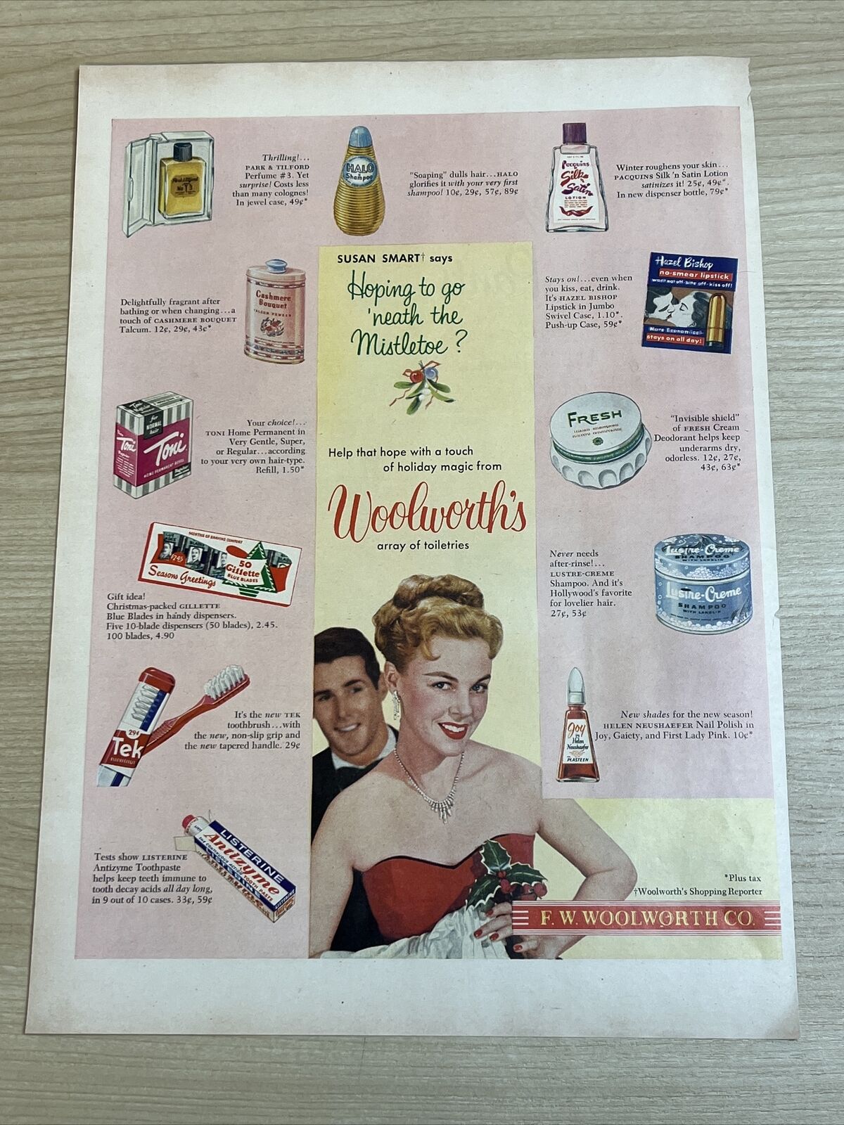 Woolworth's Toiletries Susan Smart Vintage 1953 Print Ad Life Magazine