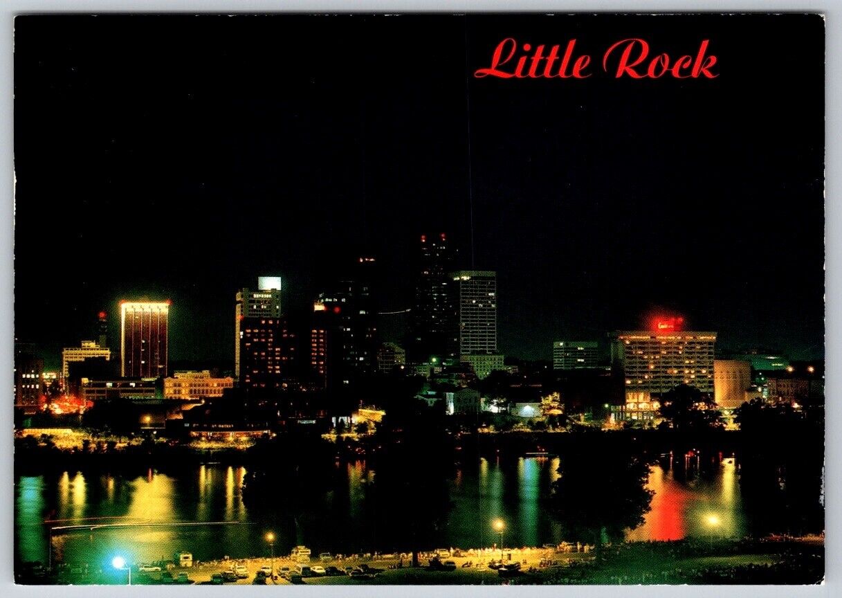 Little Rock Skyline and it's Reflection in the Arkansas River Postcard VTG