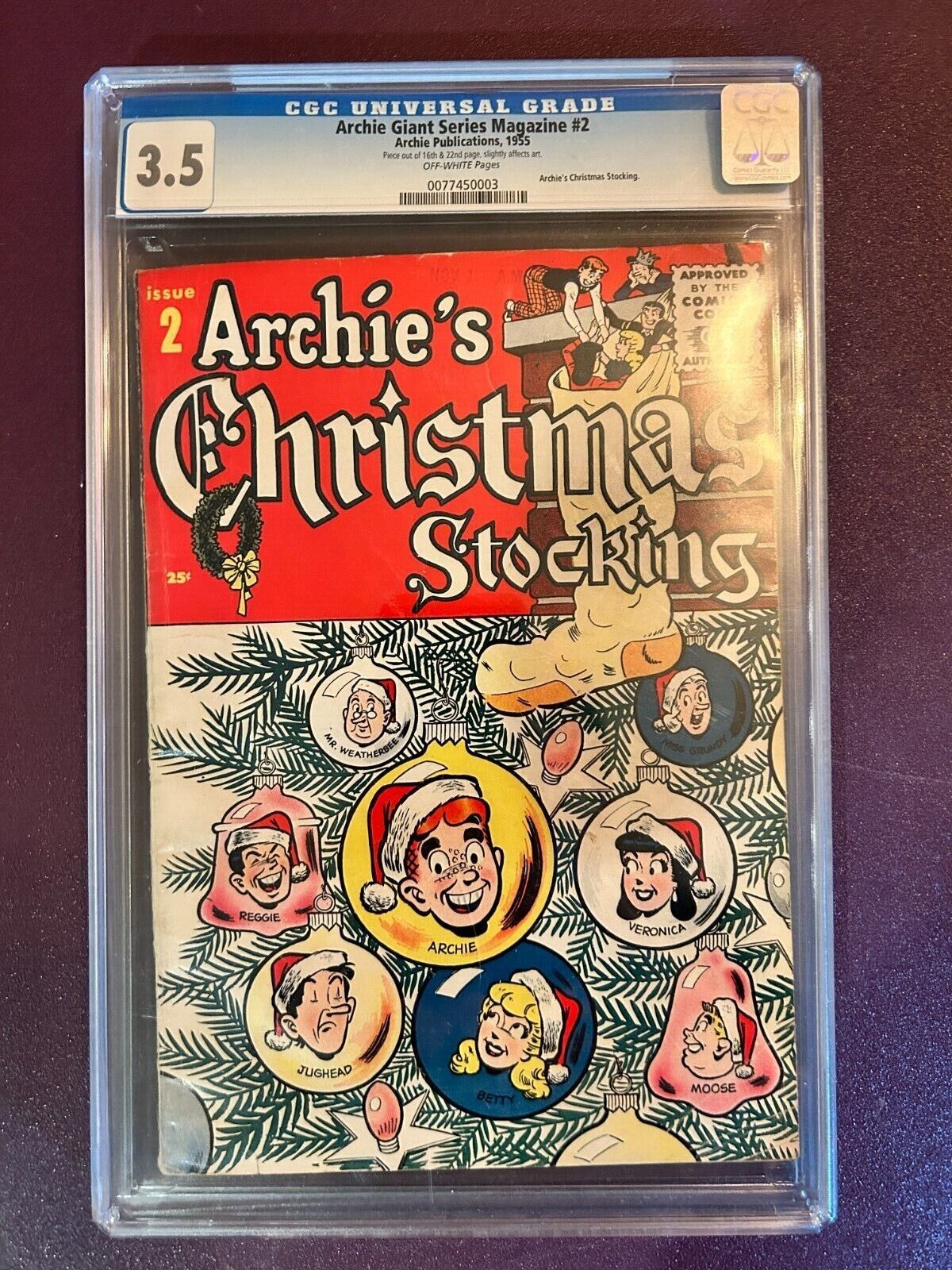 Archie Giant Series Magazine #2CGC Universal 3.5 Off-White Pages