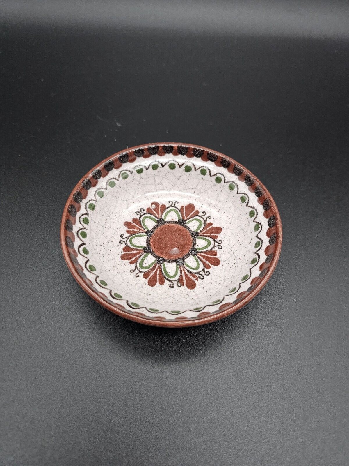 Vintage Austrian Gmunden Hand Painted Pottery Trinket Dish