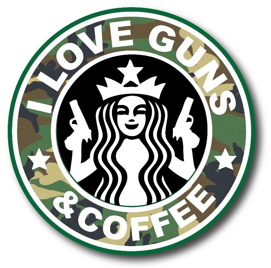 I Love Guns And Coffee Camo Fits Everywhere Funny Vinyl Sticker Decal 3.7\