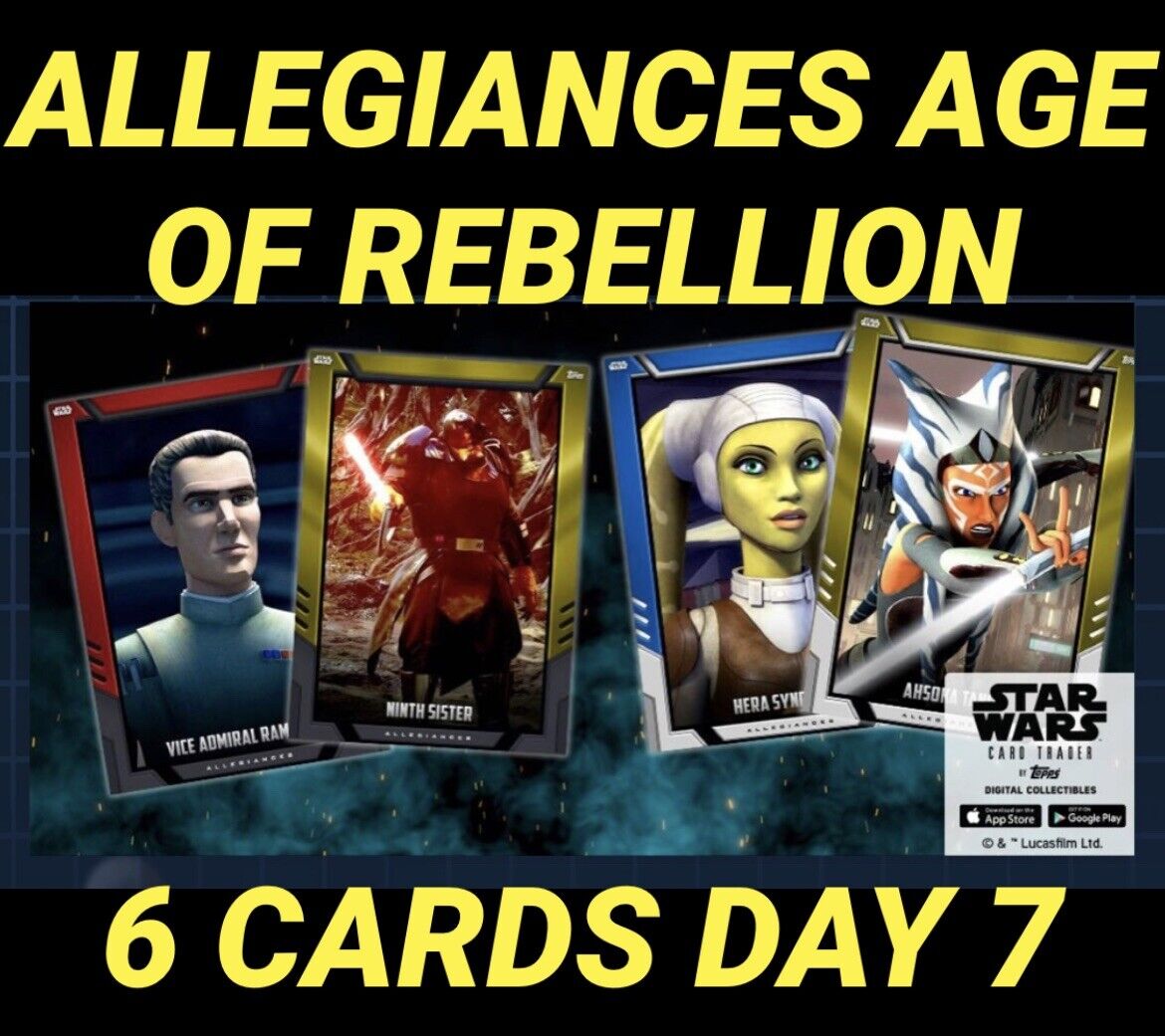 topps star wars card Trader ALLEGIANCES REBELLION DAY 7 GOLD RED BLUE 6 Card Set