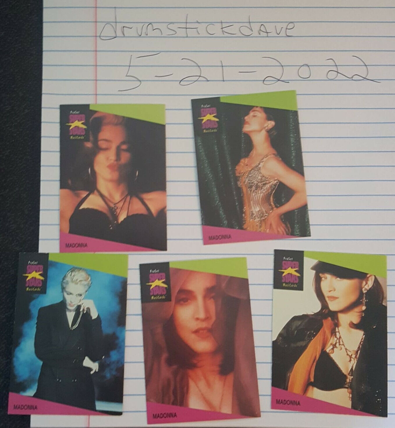 MADONNA. 1991 complete trading card set (5 cards) mint condition