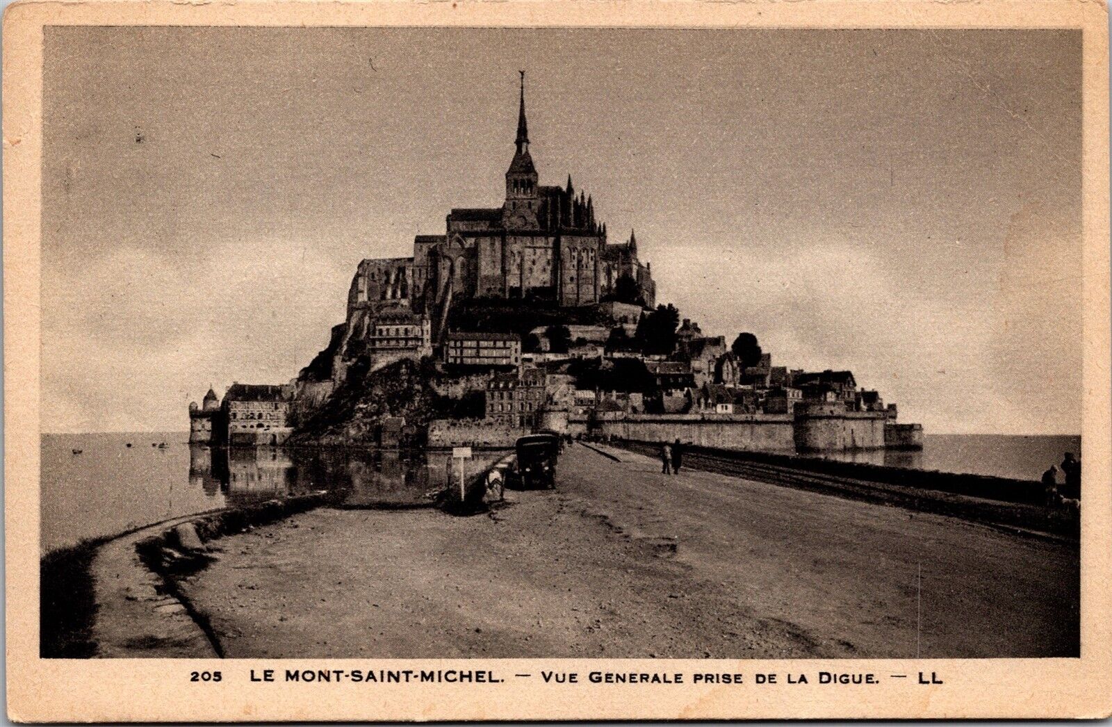 Vtg France Le Mont Saint Michel Vue Generale Prise de la Digue 1910s Postcard