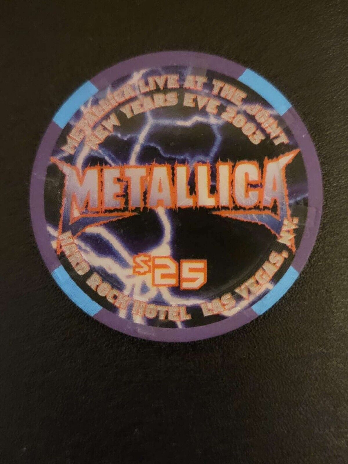 Metallica Hard Rock Casino Chip Las Vegas New Years Eve 2003 Discontinued $25