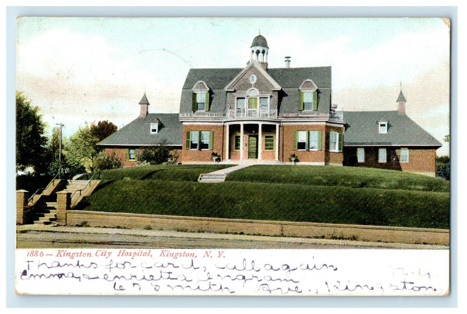 1906 Kingston City Hospital Kingston New York NY Posted Antique Postcard