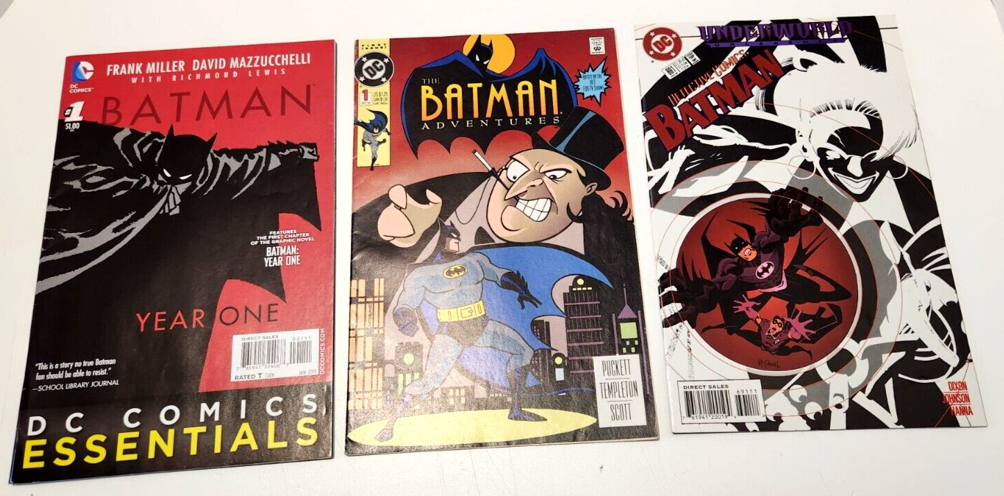 Lot of 3 Batman Comic Books. Batman Adventures #1 , Year One #1, Detective 691