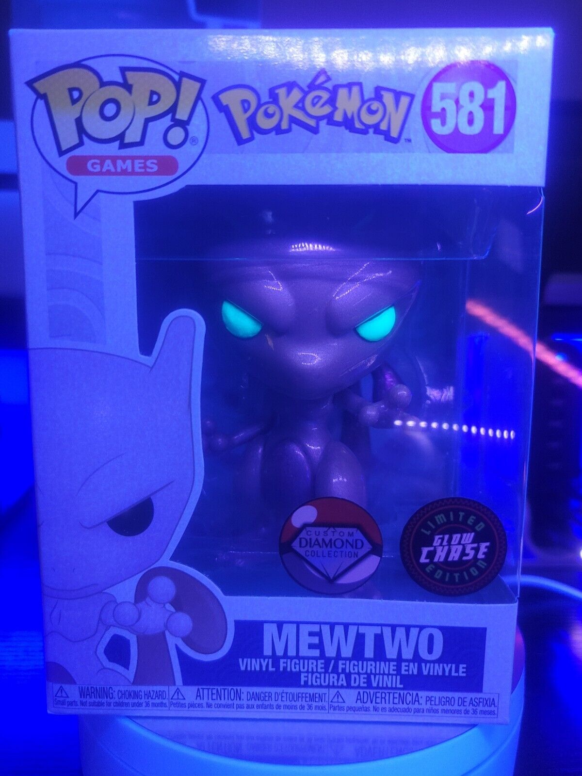 Funko Pop Mewtwo Pokemon  #581 (Pearlescent) Glow Chase Custom