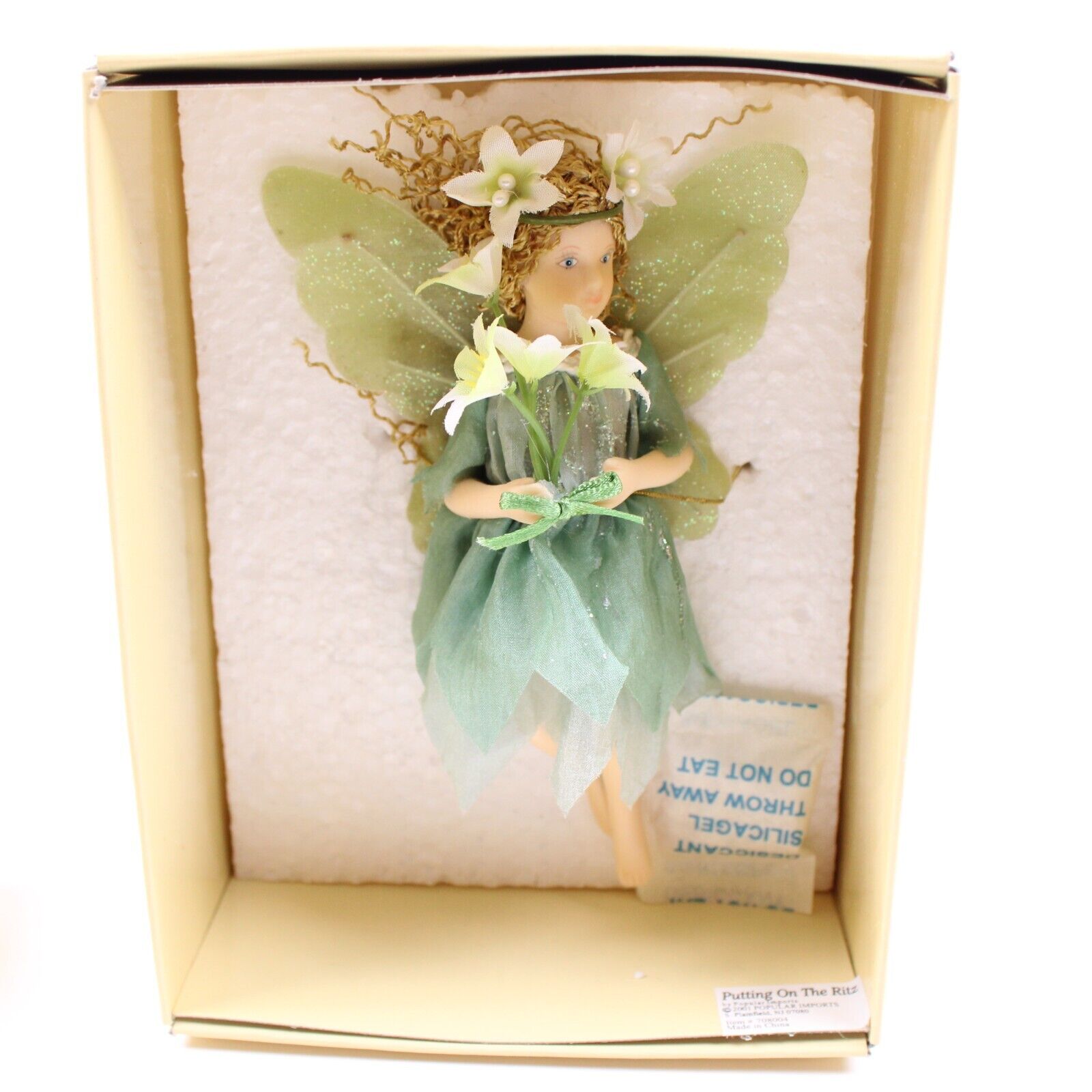 Putting on the Ritz By Popular Imports 2001 Green Flower Fairy Ornament