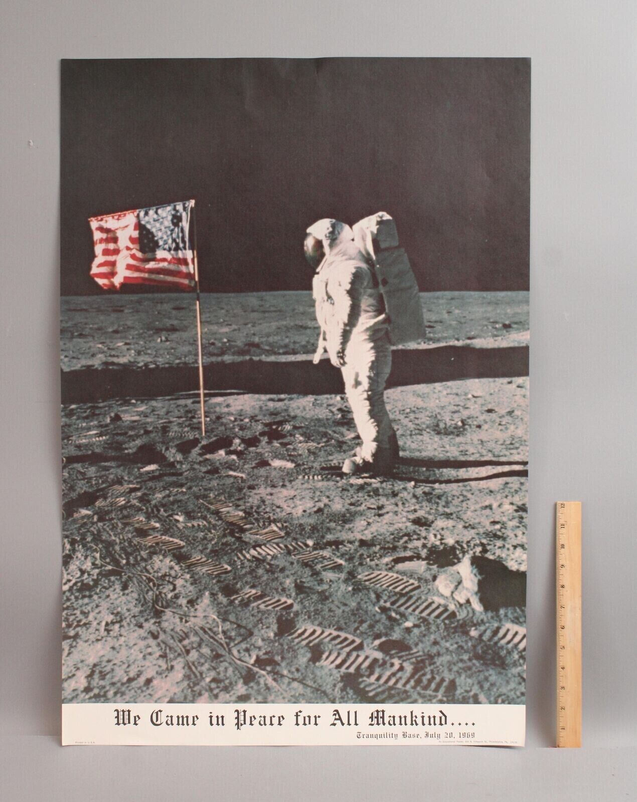 Original Vtg 1969 Buzz Aldrin Apollo 11 Moon Landing Space Astronaut NASA Poster