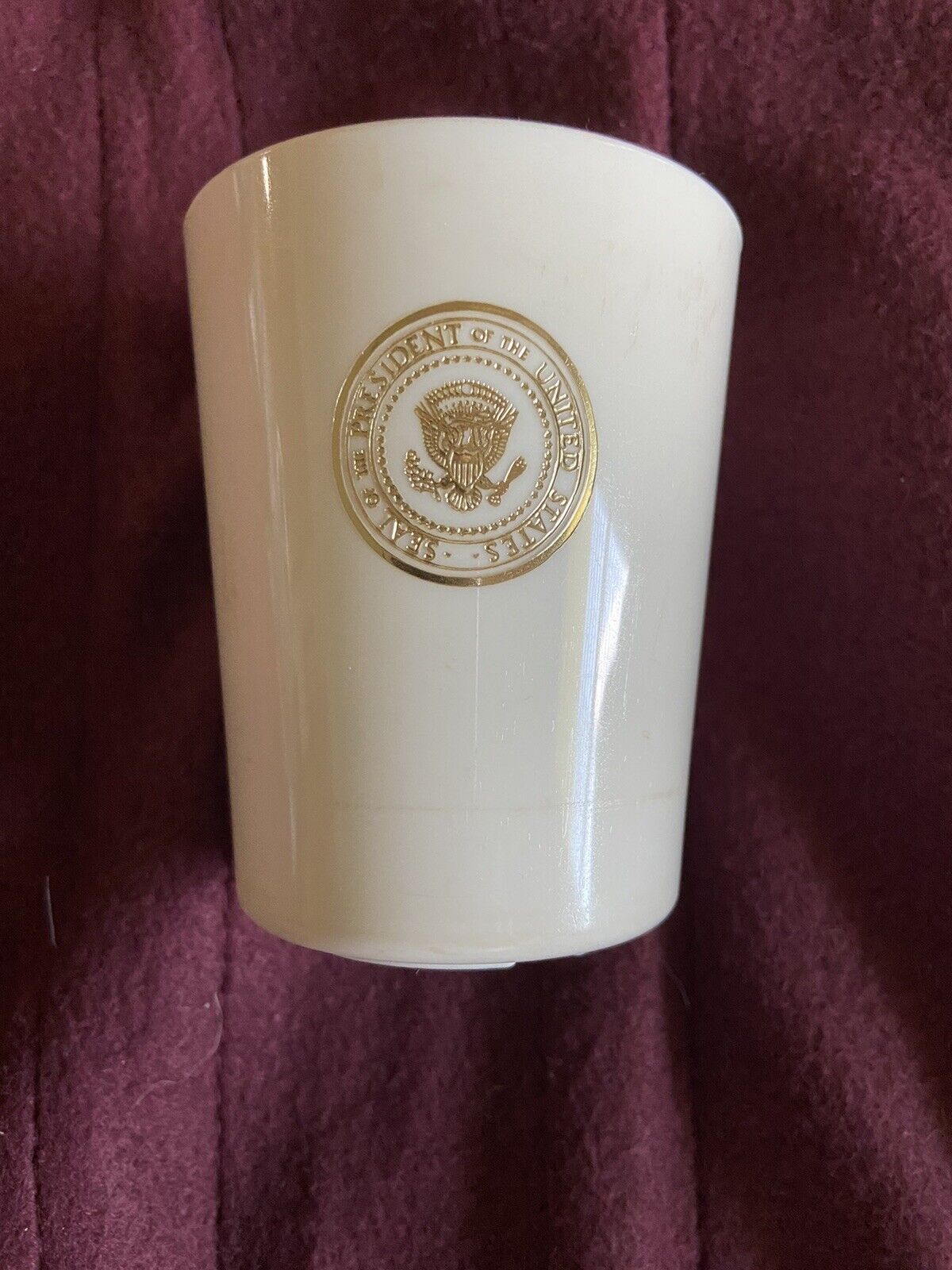 John F. Kennedy Air Force One Heavy White Plastic Presidential Seal Drinking Cup