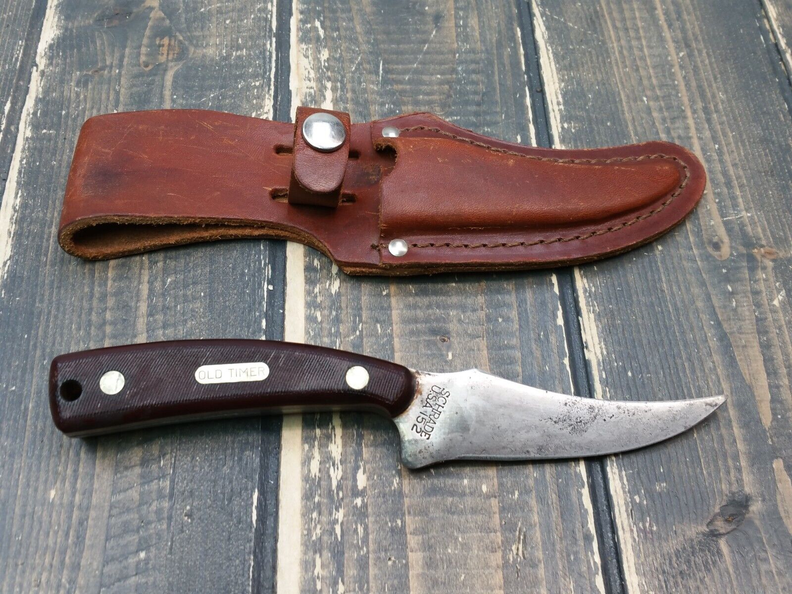 Vintage - Schrade USA Old Timer Knife 152 with Original Leather Sheath Skinner