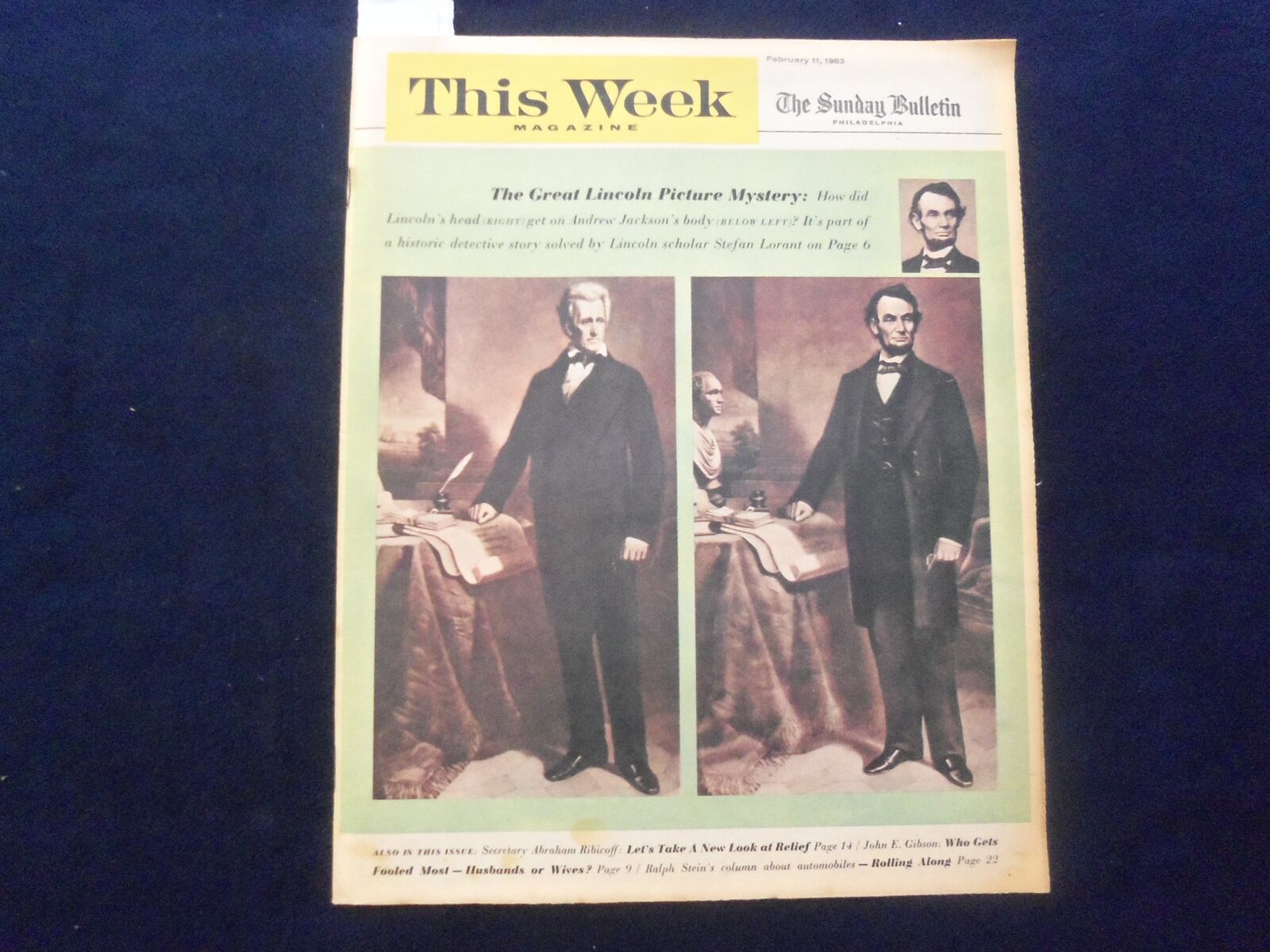 1962 FEBRUARY 11 THIS WEEK MAGAZINE SECTION - ABRAHAM LINCOLN COVER - J 9801