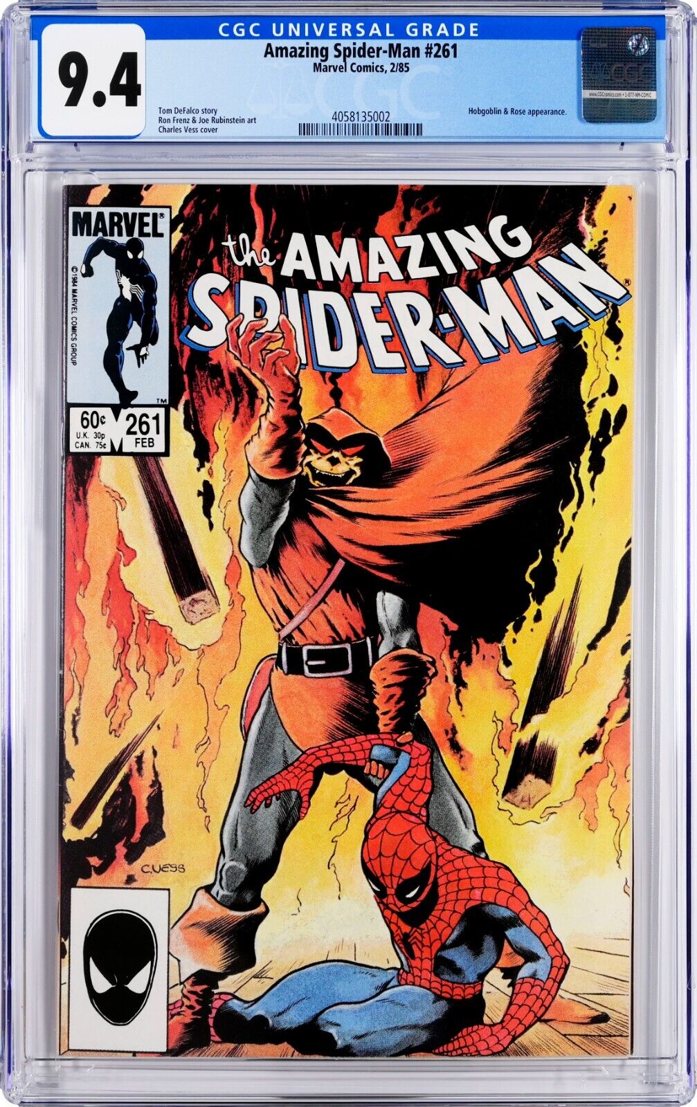 Amazing Spider-Man #261 CGC 9.4 (Feb 1985, Marvel) Charles Vess Hobgoblin Cover
