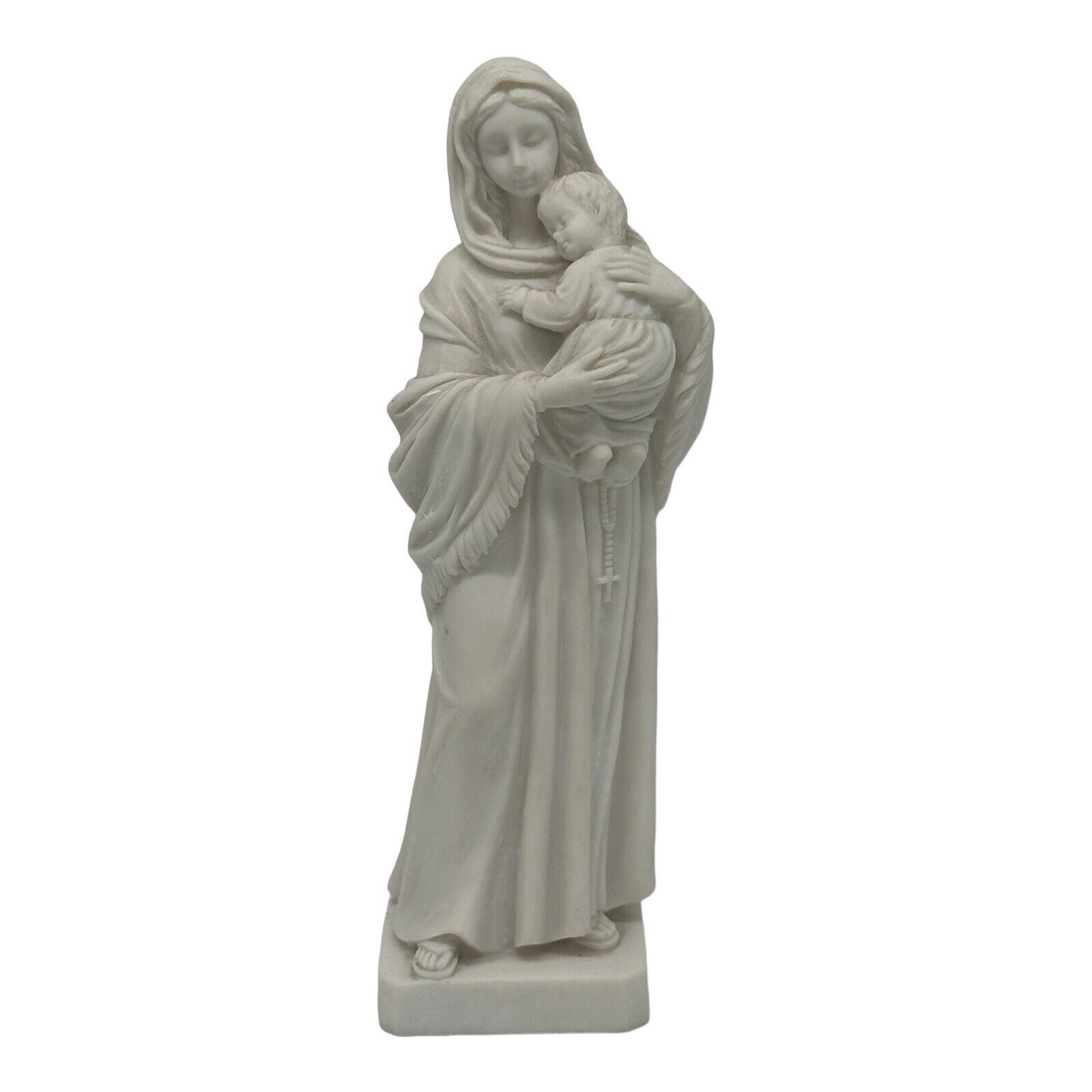 Vintage Mother Mary Madonna & Child Jesus 8” Alabaster Figurine Beautiful Detail