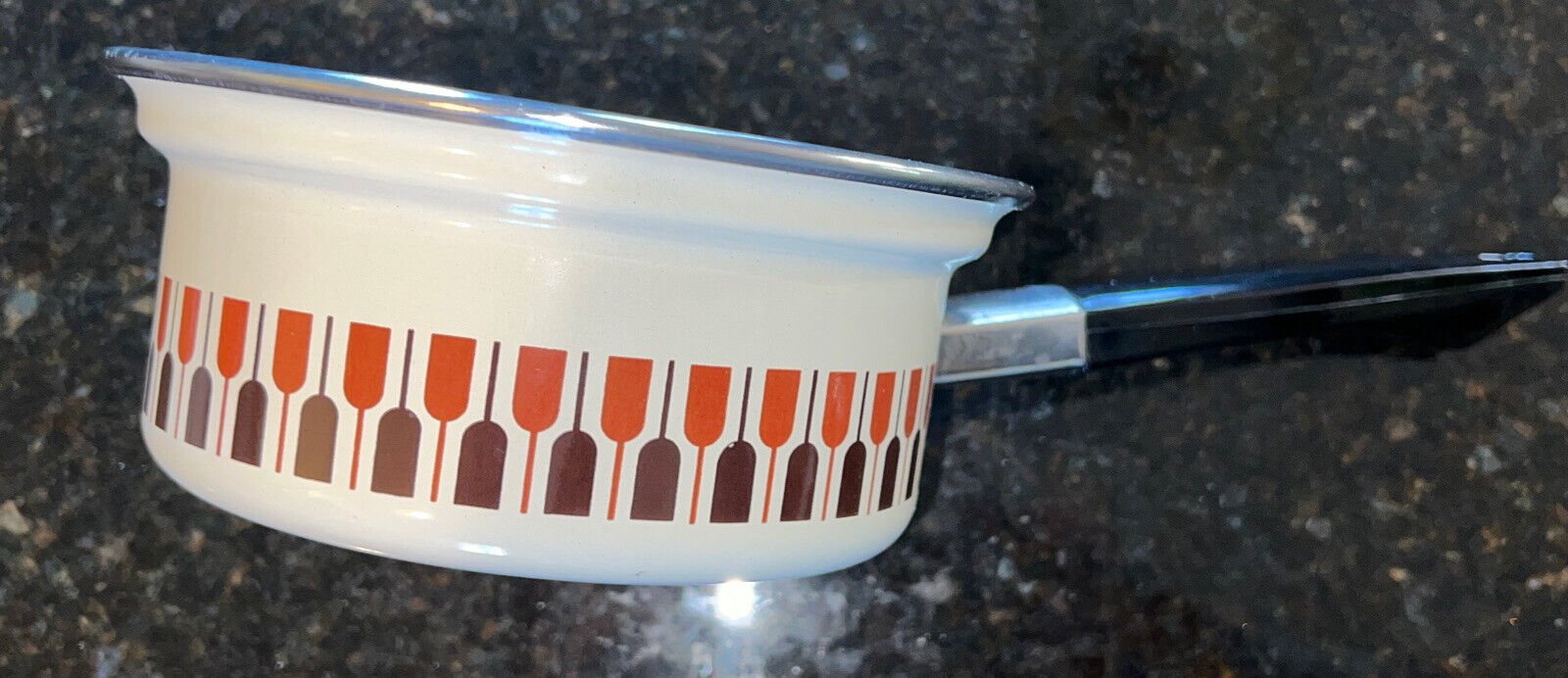 Vintage MONETA - Made in Italian - Tan Sauce Pan w/ Geometric Designs No Lid