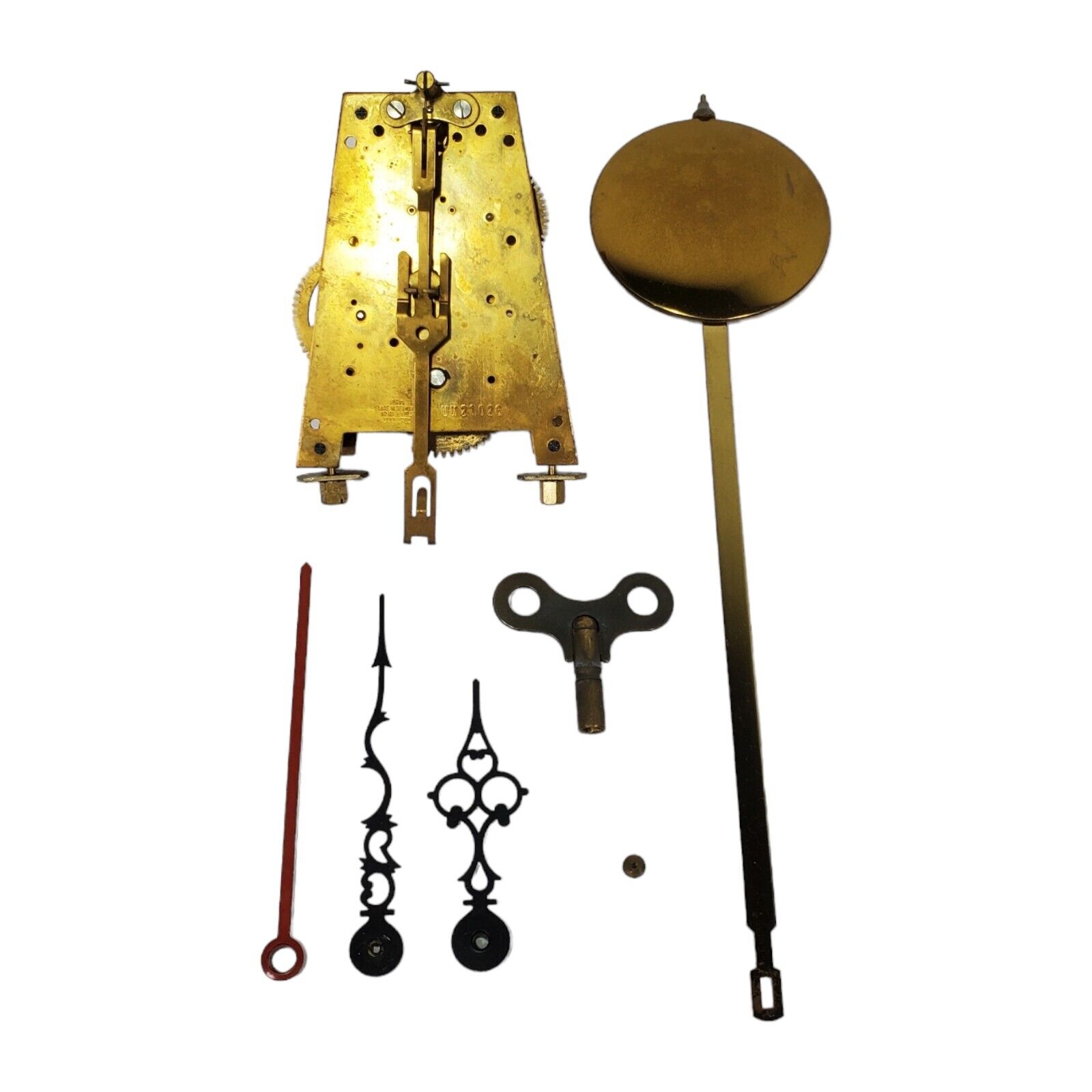 German Ridgeway Clocks Brass Clock Movement UW21026 Urgos Key Pendulum & Hands