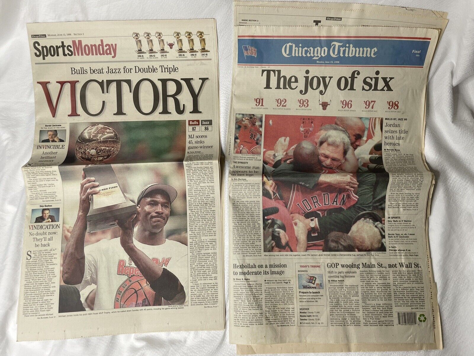 Chicago Tribune 1998 Bulls NBA Champions Newspaper Michael Jordan NBA Finals