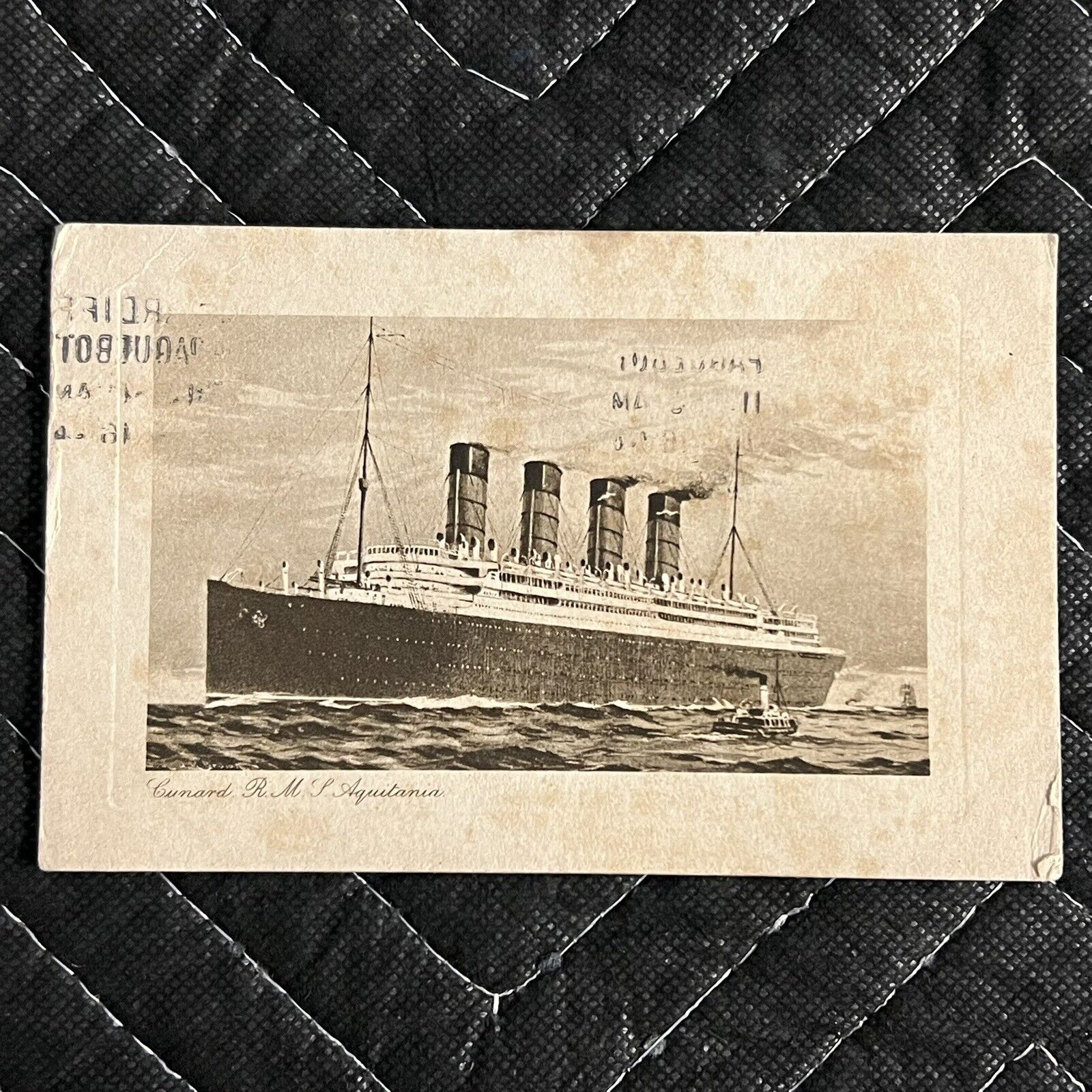 Beautiful Antique Cruise Postcard Cunard Line RMS Aquitania Brooklyn NY Paquebot
