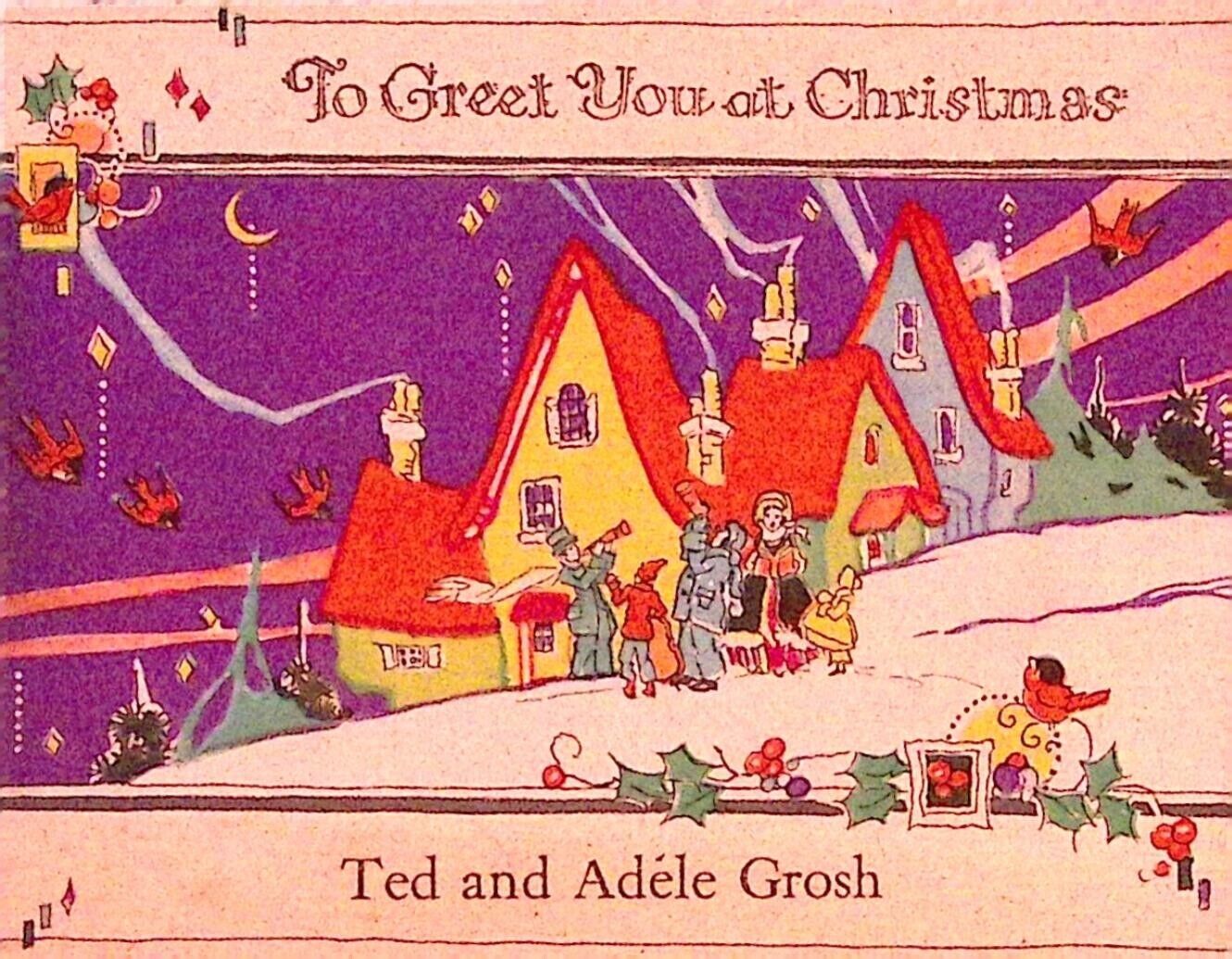Vintage Christmas Card Fun Design Ted & Adele Grosh