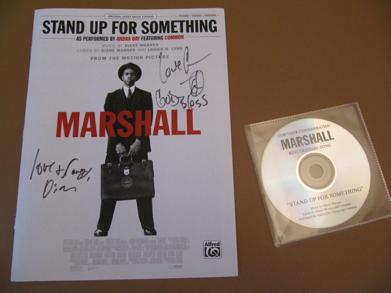 Autographed Stand Up for Something Sheet Music +CD Signed Common & Diane Warren 