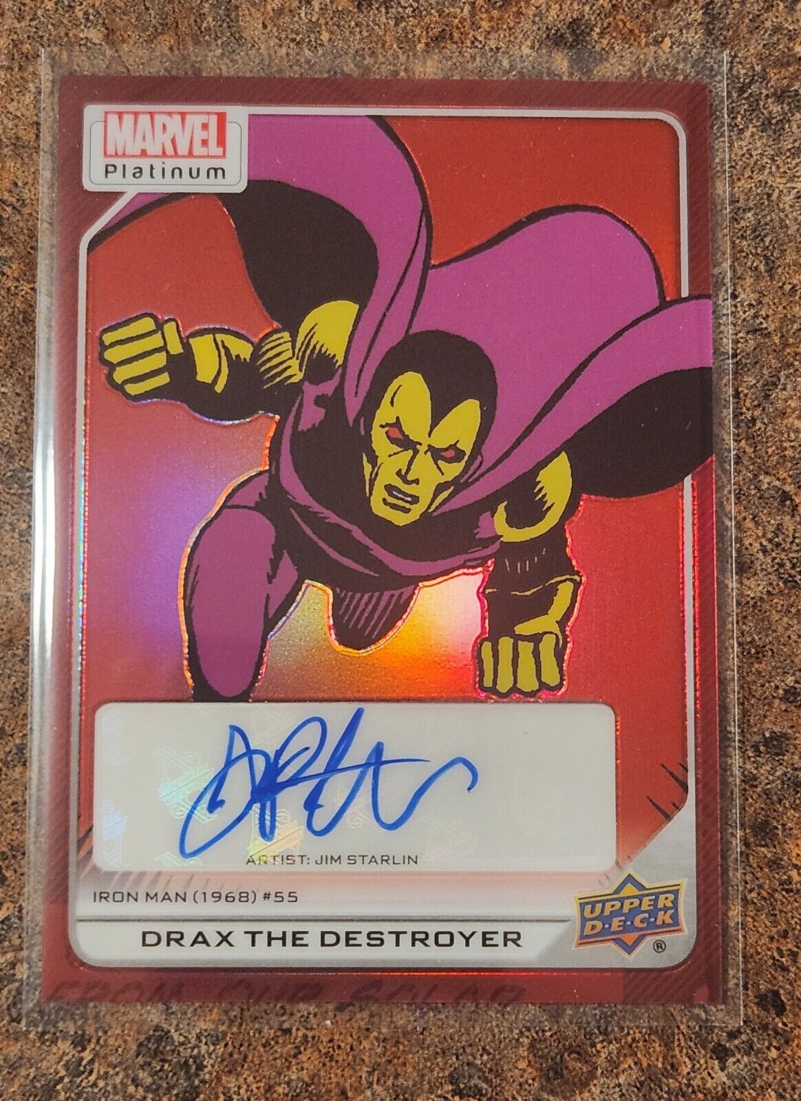 Upper Deck Marvel Platinum DRAX DESTROYER Creator Red Rainbow Autograph
