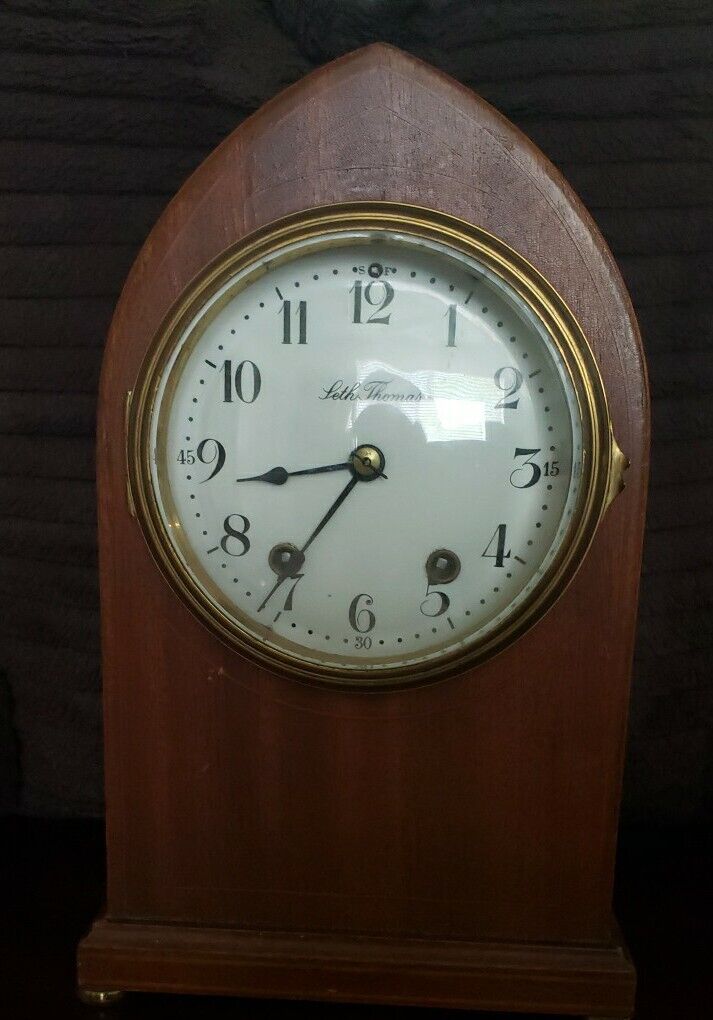 Antique Seth Thomas #48R Cathedral Beehive Mantel Clock Mahogany Original 1920