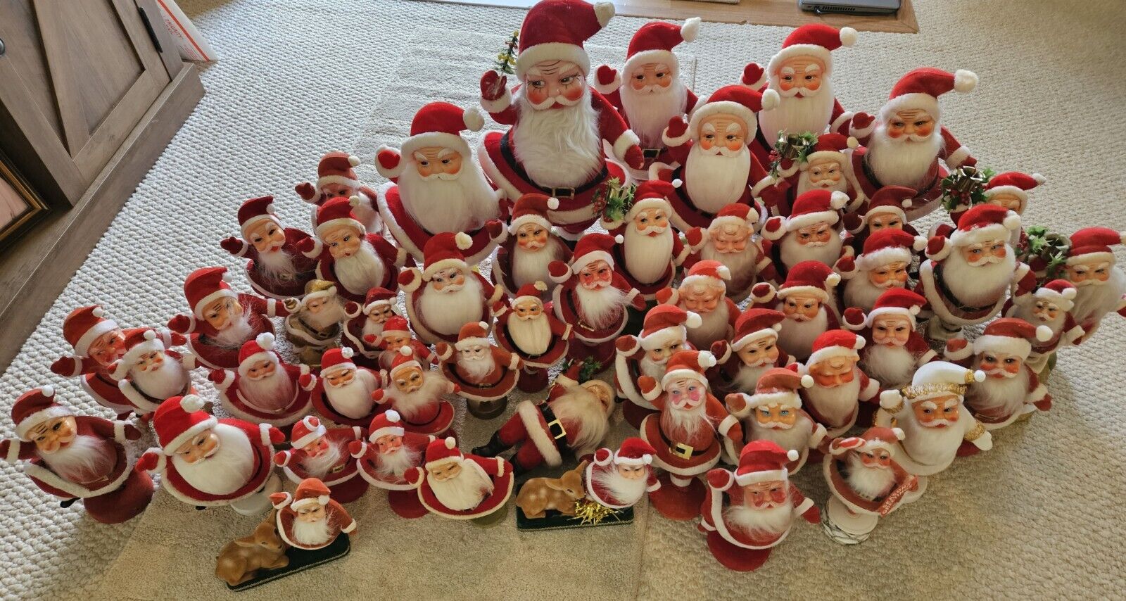 Extra Large Vintage Collection Velvet Dancing Santas Figures Christmas...