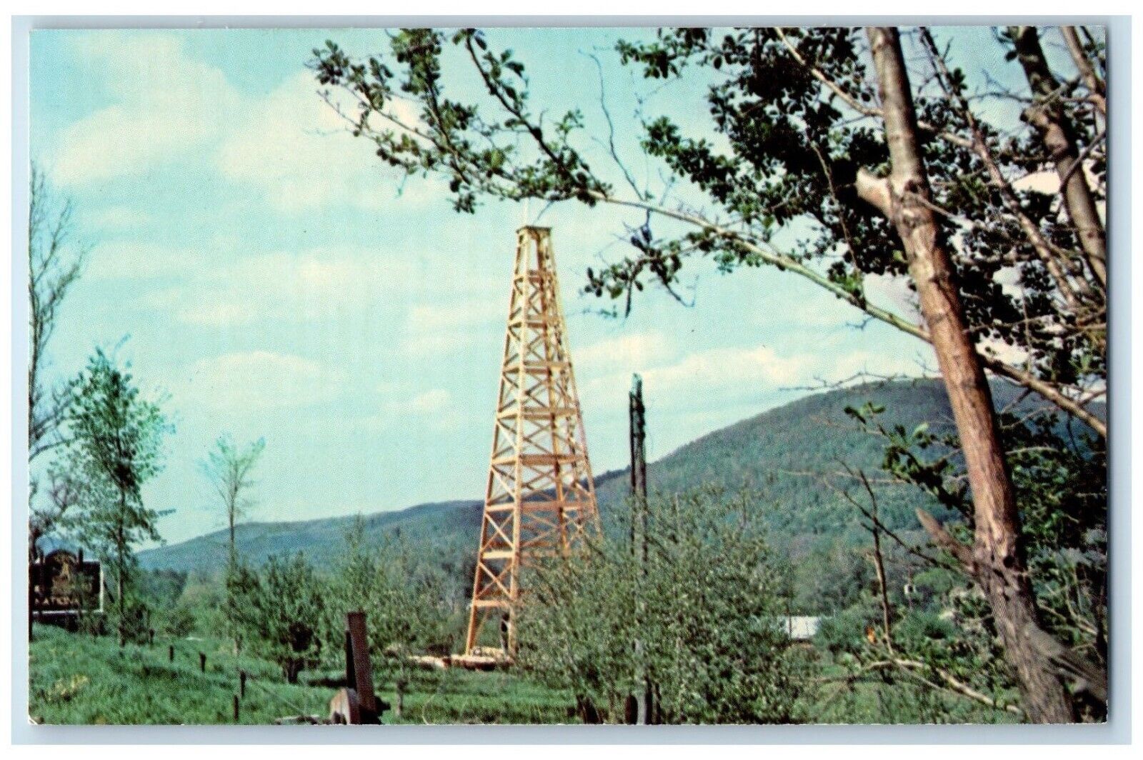 c1940 Penn-Brad Historical Oil Well Park Custer City Tower Pennsylvania Postcard