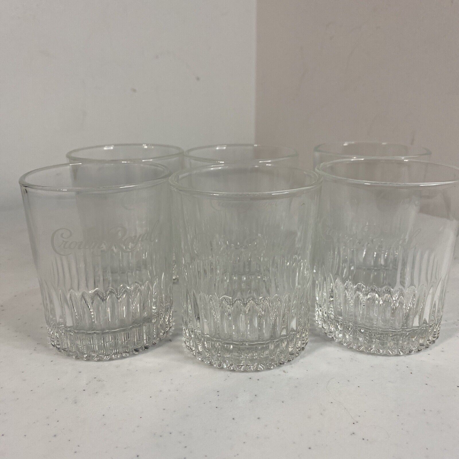 2020 Crown Royal Set of 6 Limited Edition Round Rib Base Rocks Cocktail Glasses