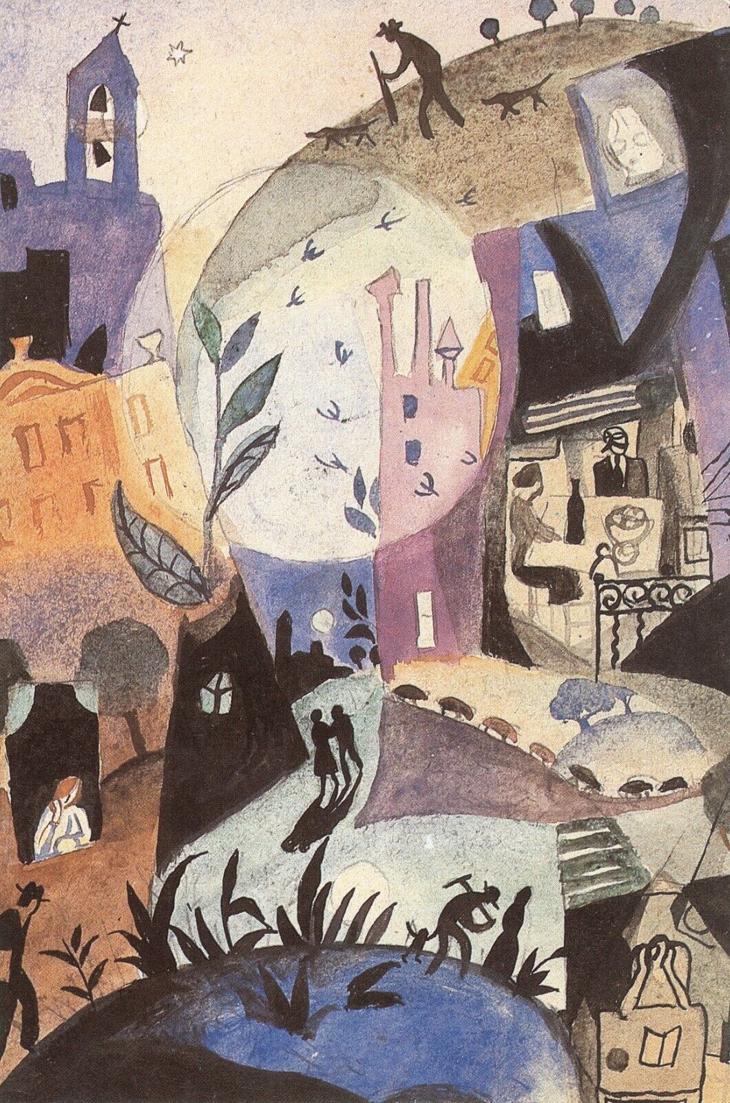 Art Postcard Salvador Dali Nightly Promenaders Printed in Spain