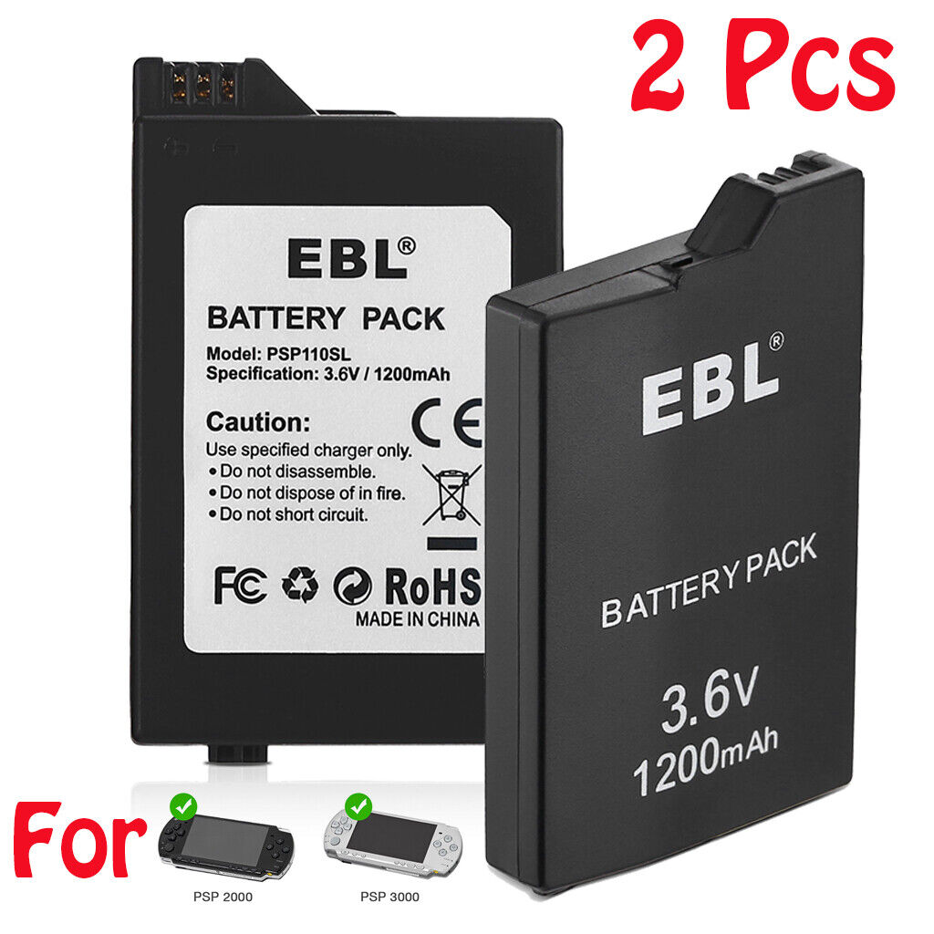 2Pc 1200mAh Rechargeable Replacement Battery for Sony PSP Slim 2001 2000 3000 06