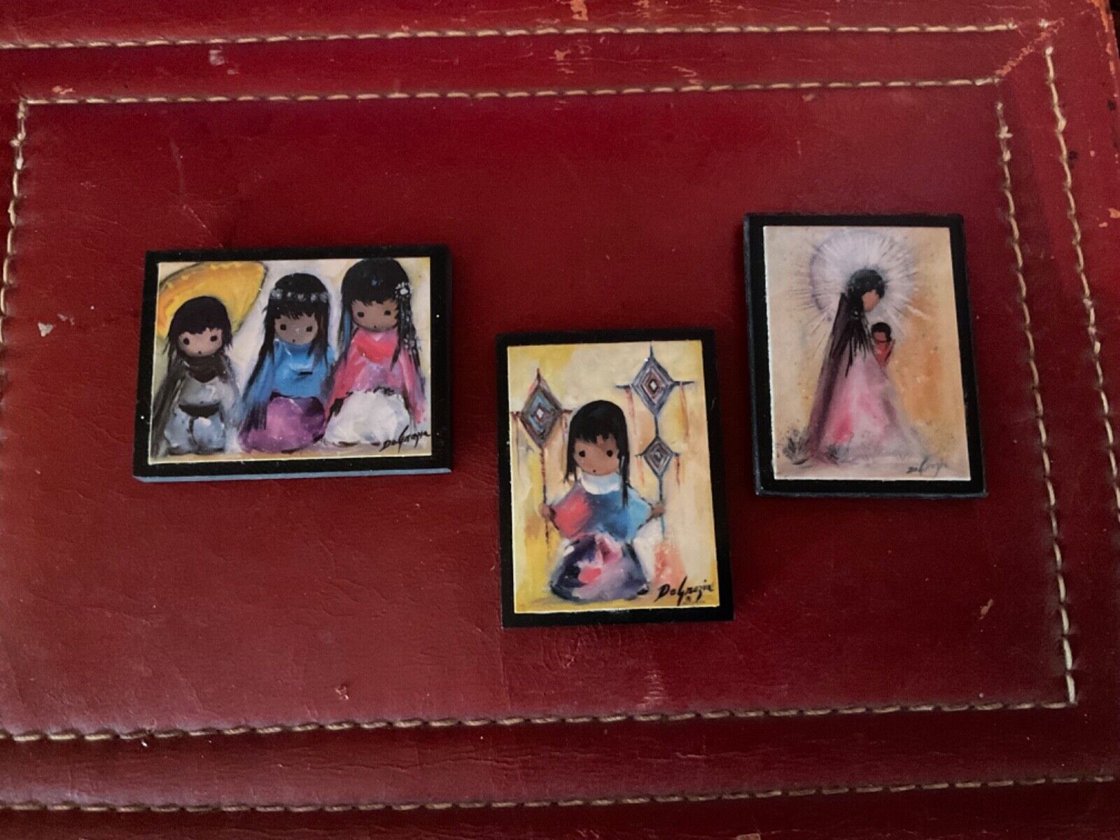 TED DEGRAZIA MINIATURE PICTURES~MAGNETS LOT OF 3 ~ 1 1/2\