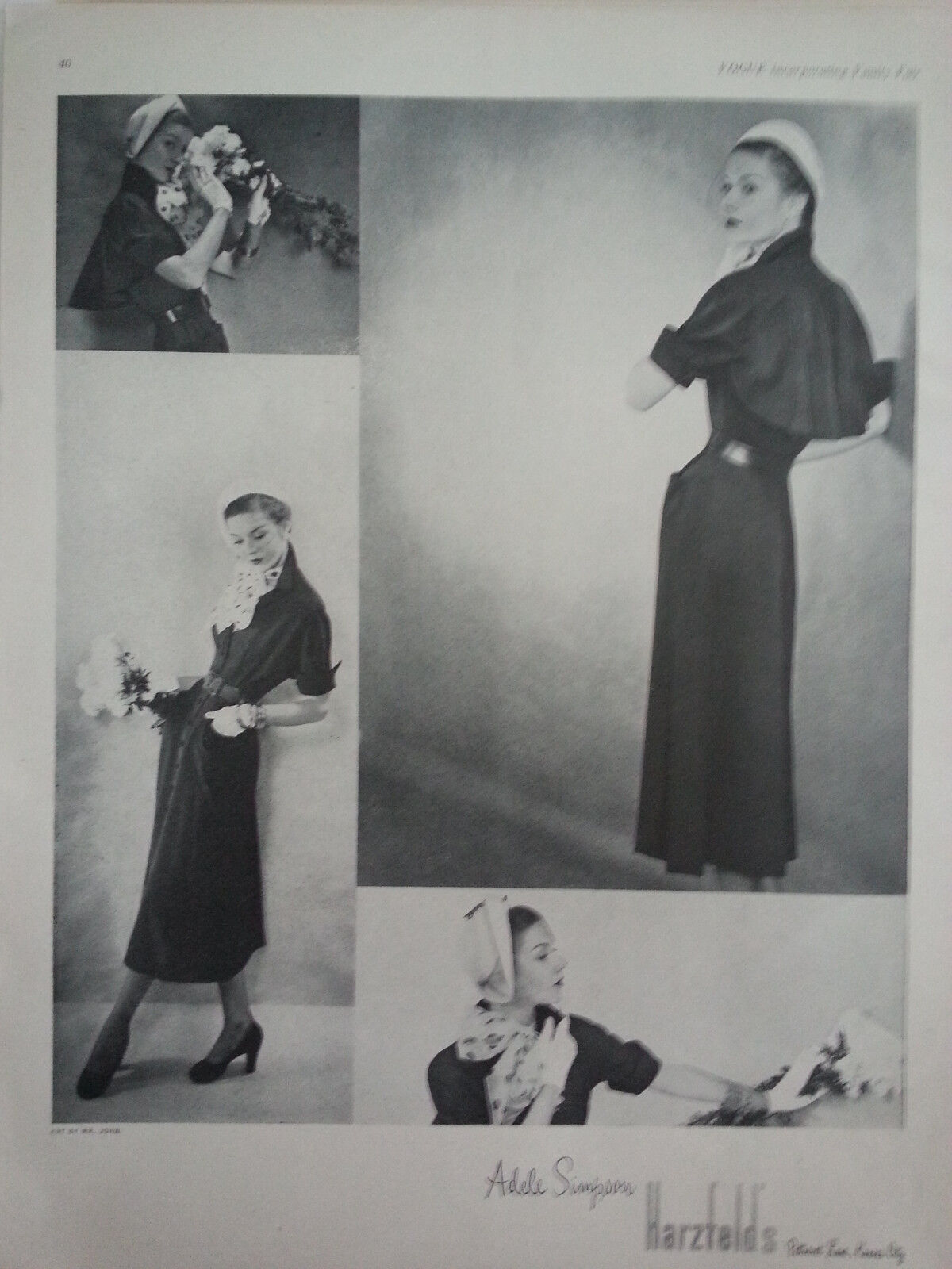 1949 Adele Simpson Womens Dress Fashion Harzfeld's Kansas City Original Ad