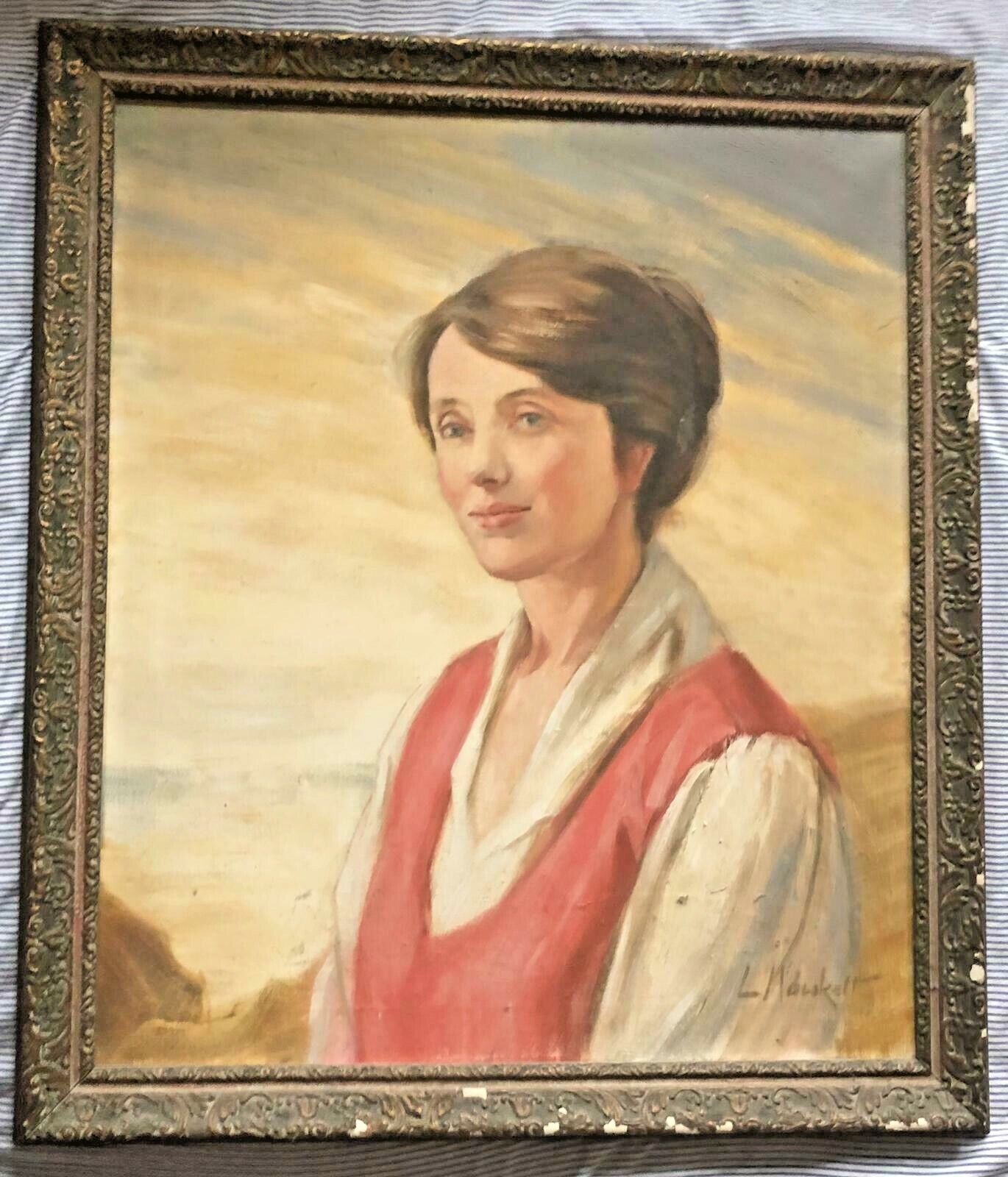 Large oil painting of a lady signed circa early 20th C