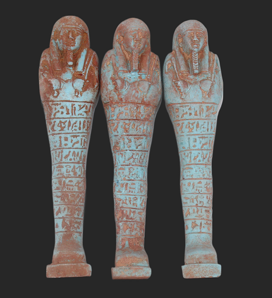 3 RARE ANCIENT EGYPTIAN PHARAONIC ANTIQUE KING USHABTI Shabti EGYCOM