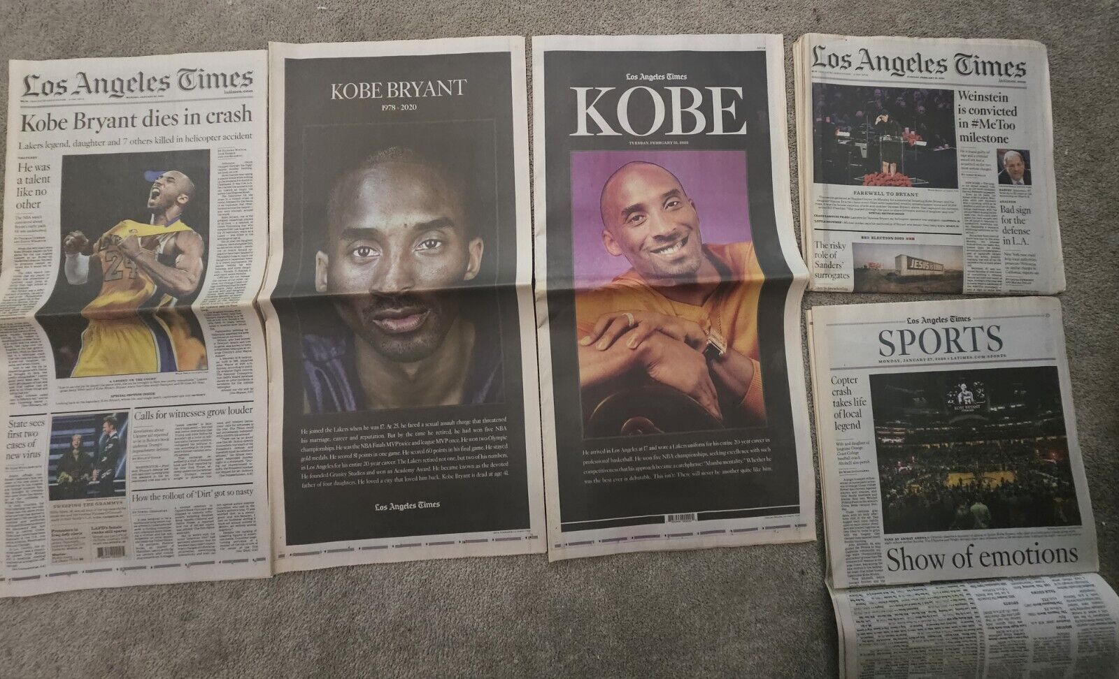 Kobe Bryant LA Times Los Angeles Times - NEWSPAPER + TRIBUTE 1/27/20 & 2/25/2020