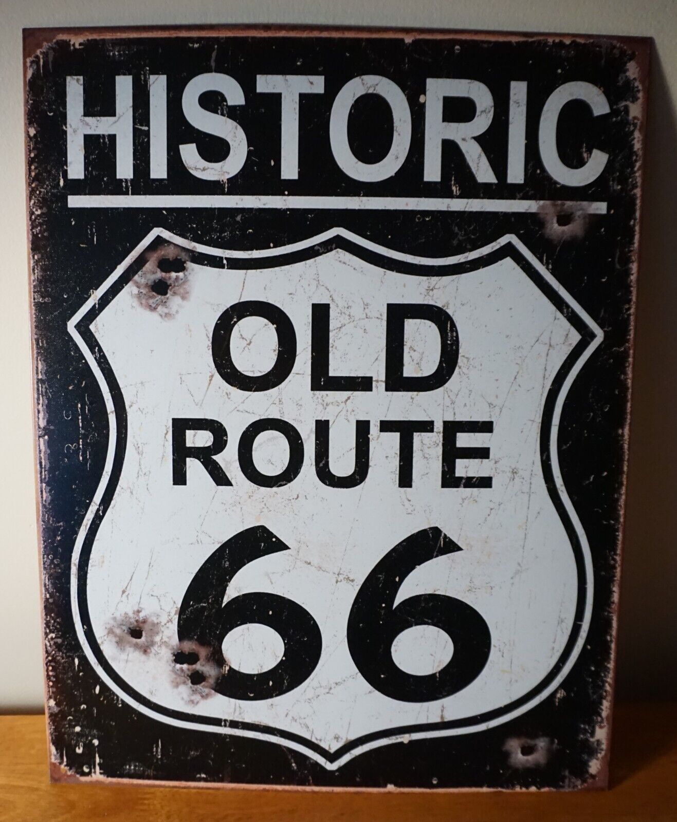 HISTORIC OLD ROUTE 66 SIGN Rustic Tin Retro Highway Gas Station Garage Decor NEW