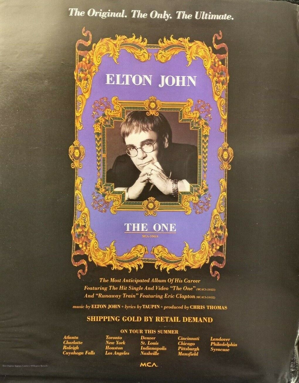 ELTON JOHN ORIGINAL UNFRAMED 1992 magazine PROMO AD 