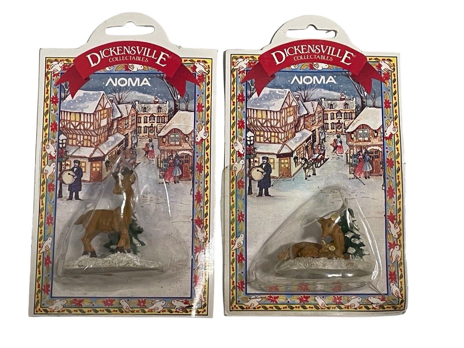 Noma Dickensville Collectibles Christmas Village Figurine Male Female & Doe Deer
