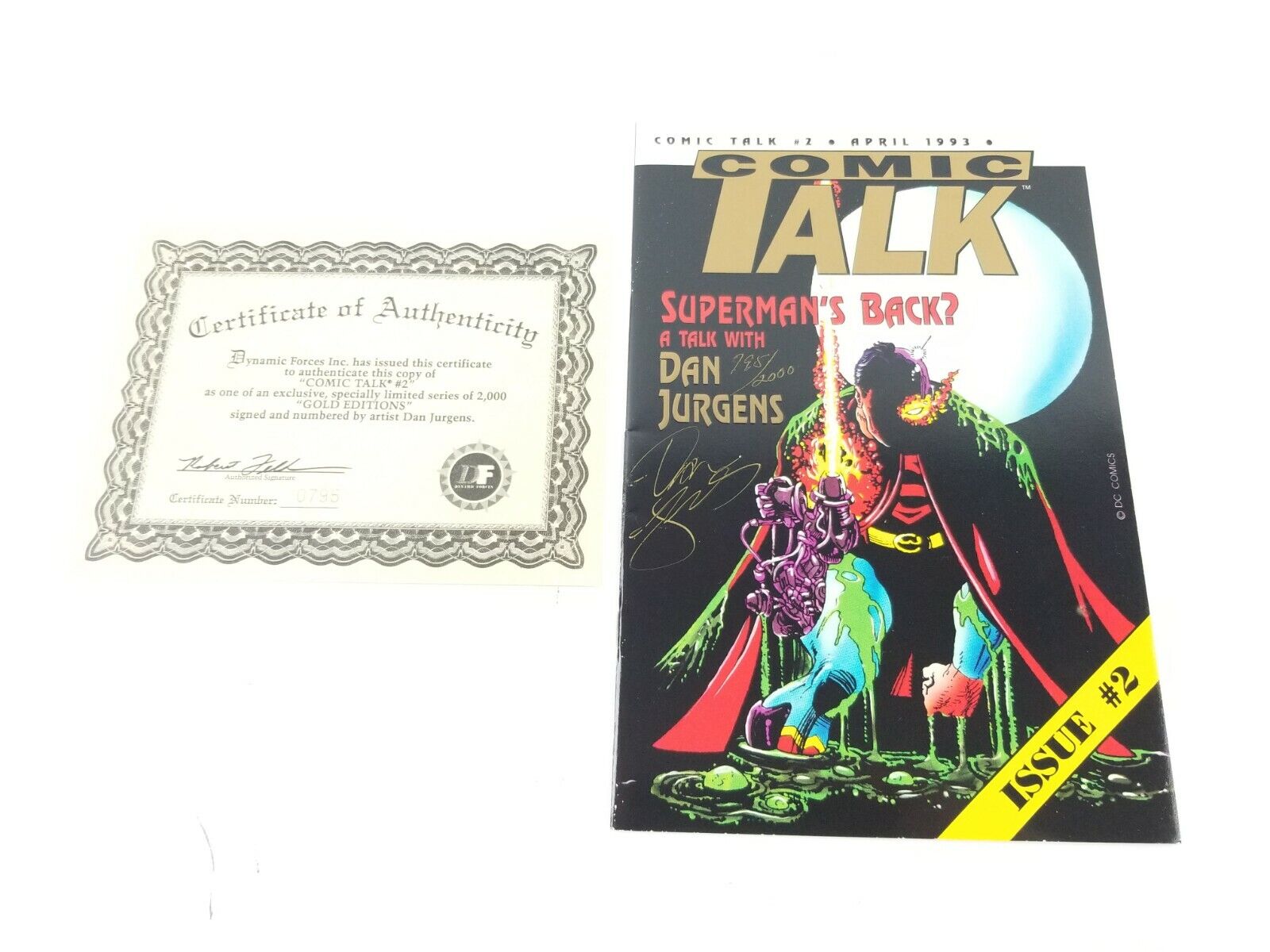 Comic Talk Issue 2 Superman\'s Back? Dan Jurgens Autograph #795 Gold Edition COA