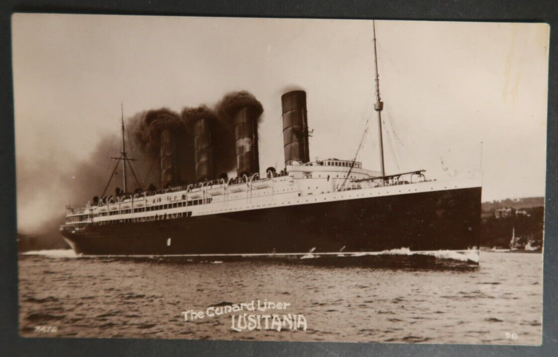 SS Lusitania The Cunard Liner Postcard RPPC Ocean Liner Davidson Bros. Steamship
