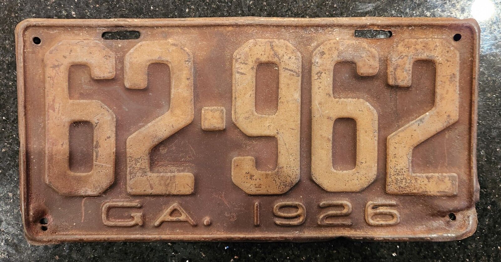 1926 Georgia GA License Plate Car Tag Vehicle Registration Antique Automobile